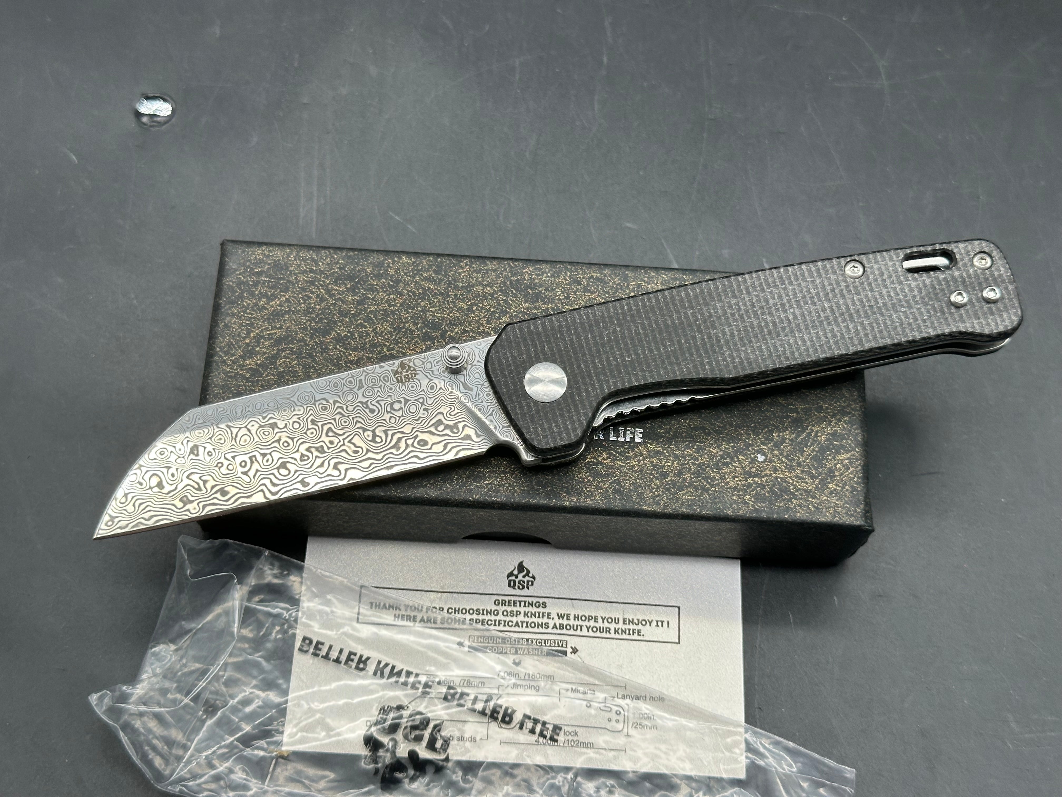 QSP 2 knife bundle damascus & D2