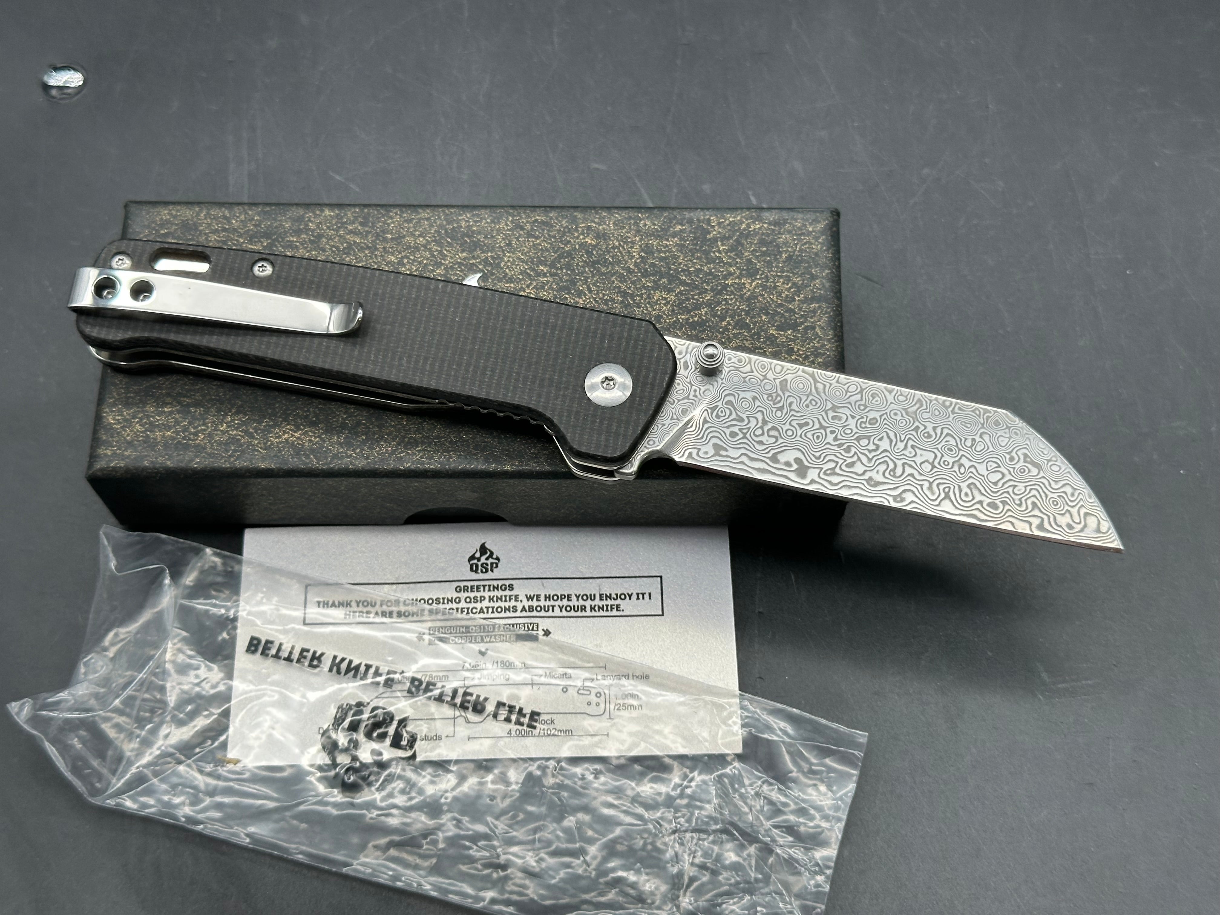 QSP 2 knife bundle damascus & D2