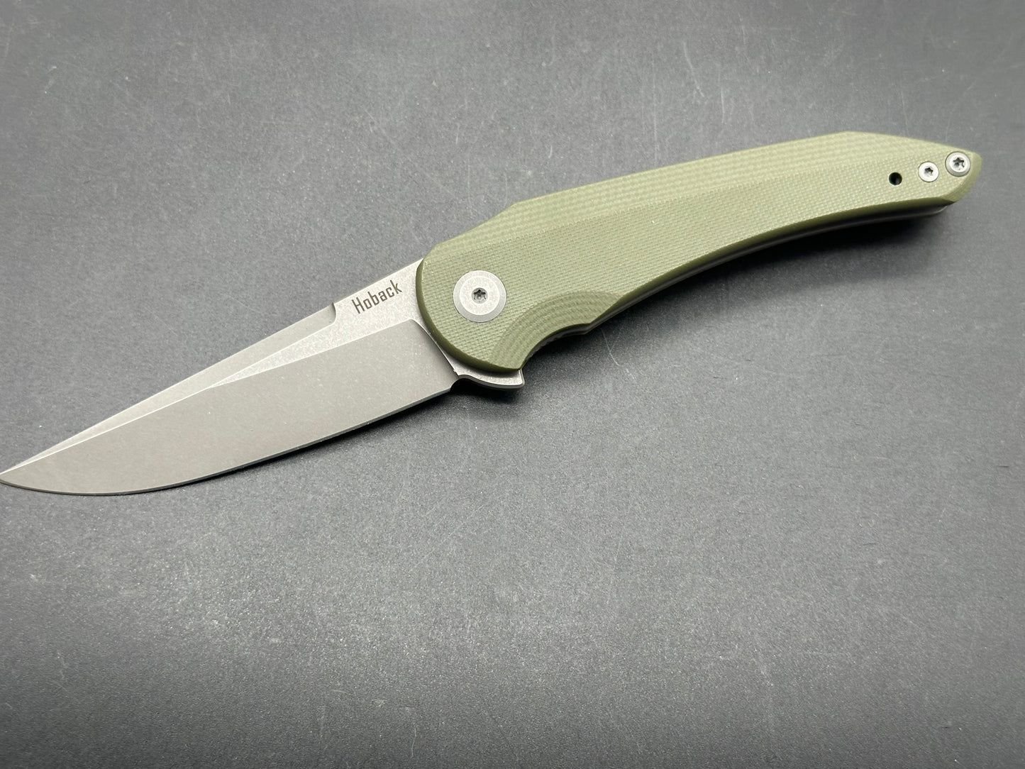 Hoback Knives Enoch Liner Lock Knife OD Green G-10 (3.1" Stonewash)