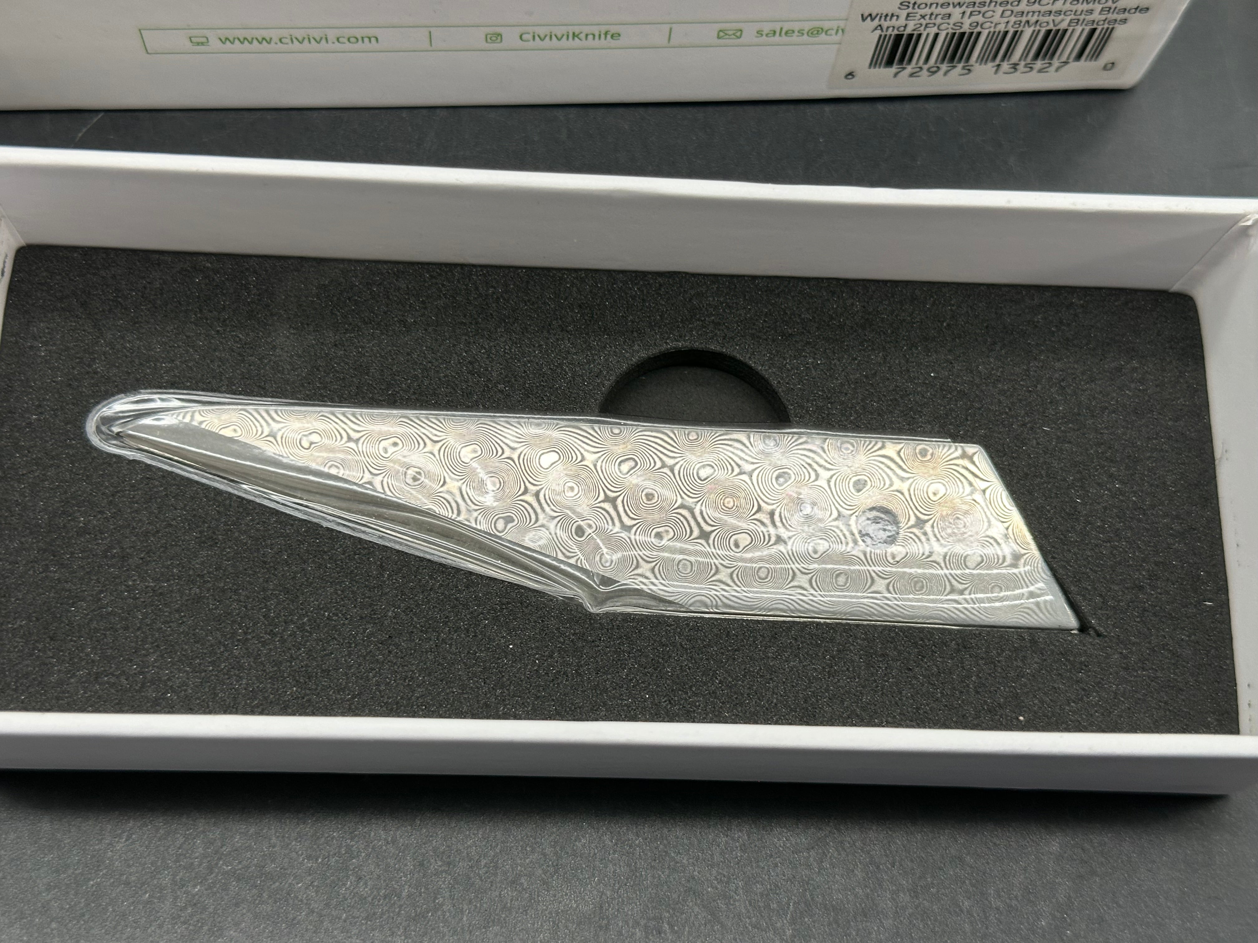 Civivi Mandate Utility Knife Blades are 9CR18Mov Handle is Blue titanium