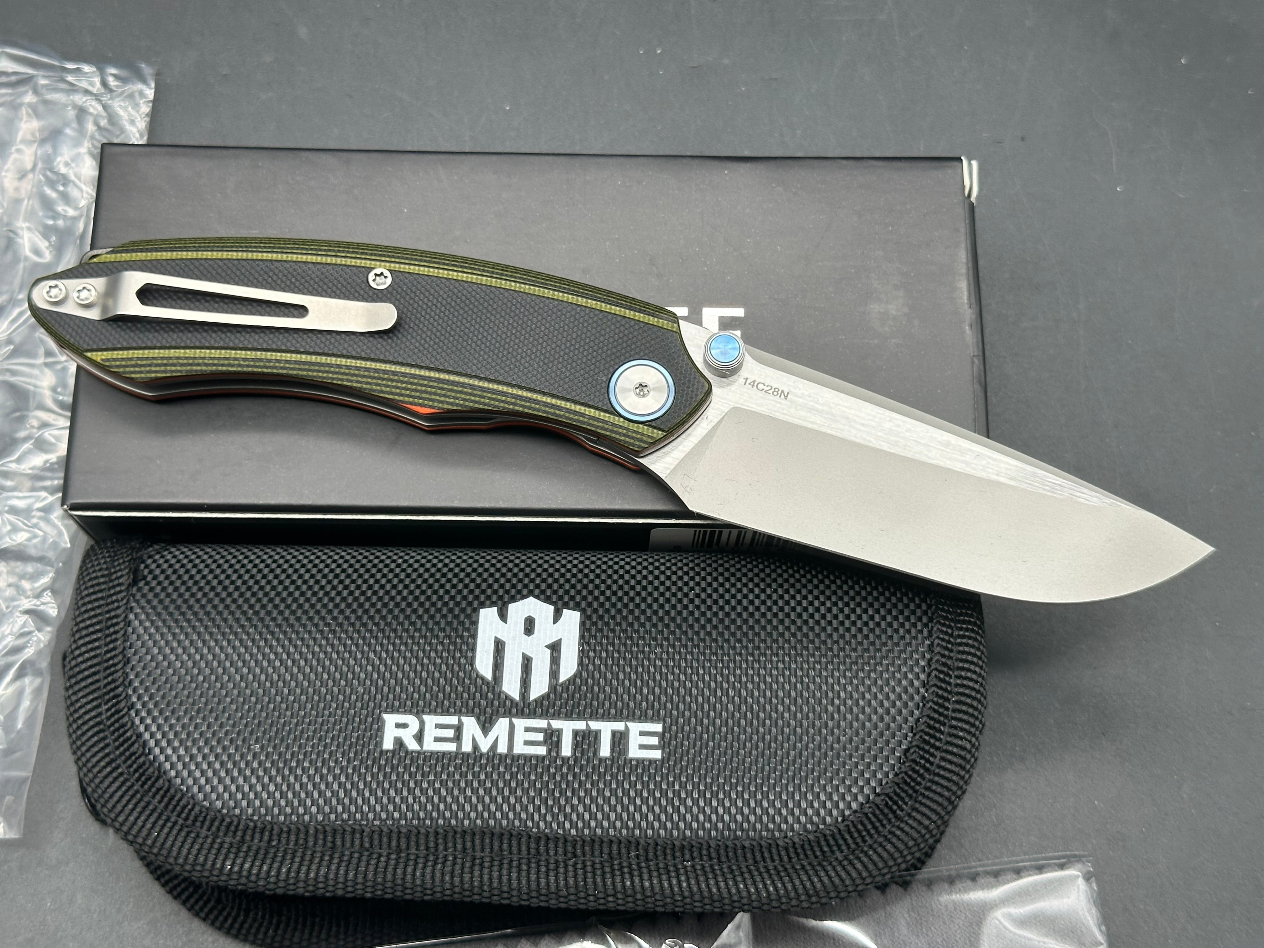 Remette Wild Species 3.1" 14C28N Blade, Green G10 Handle