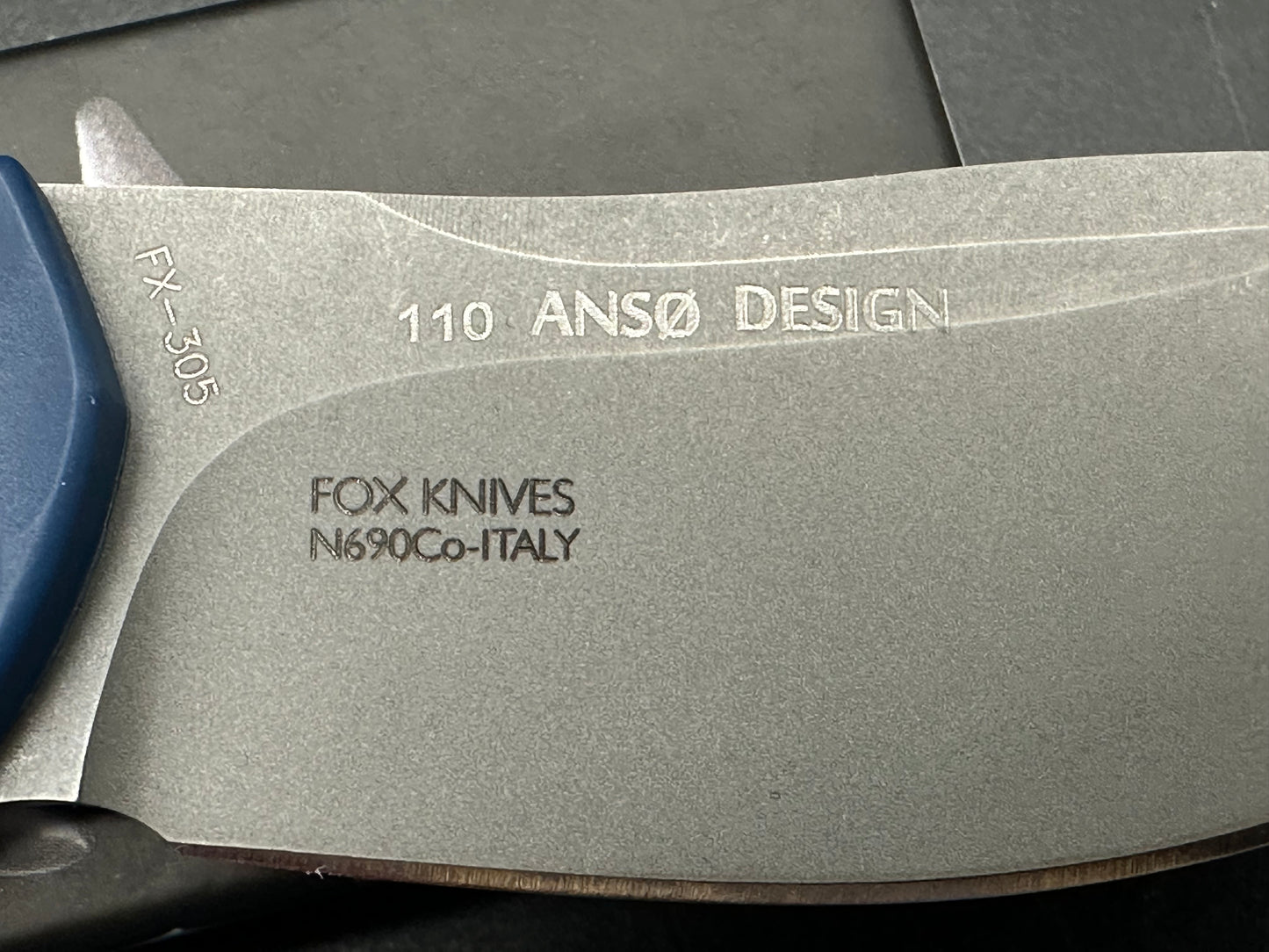 Fox Knives Anso Zero Exclusive Folding Knife Blue G-10 (3" Stonewash N690)