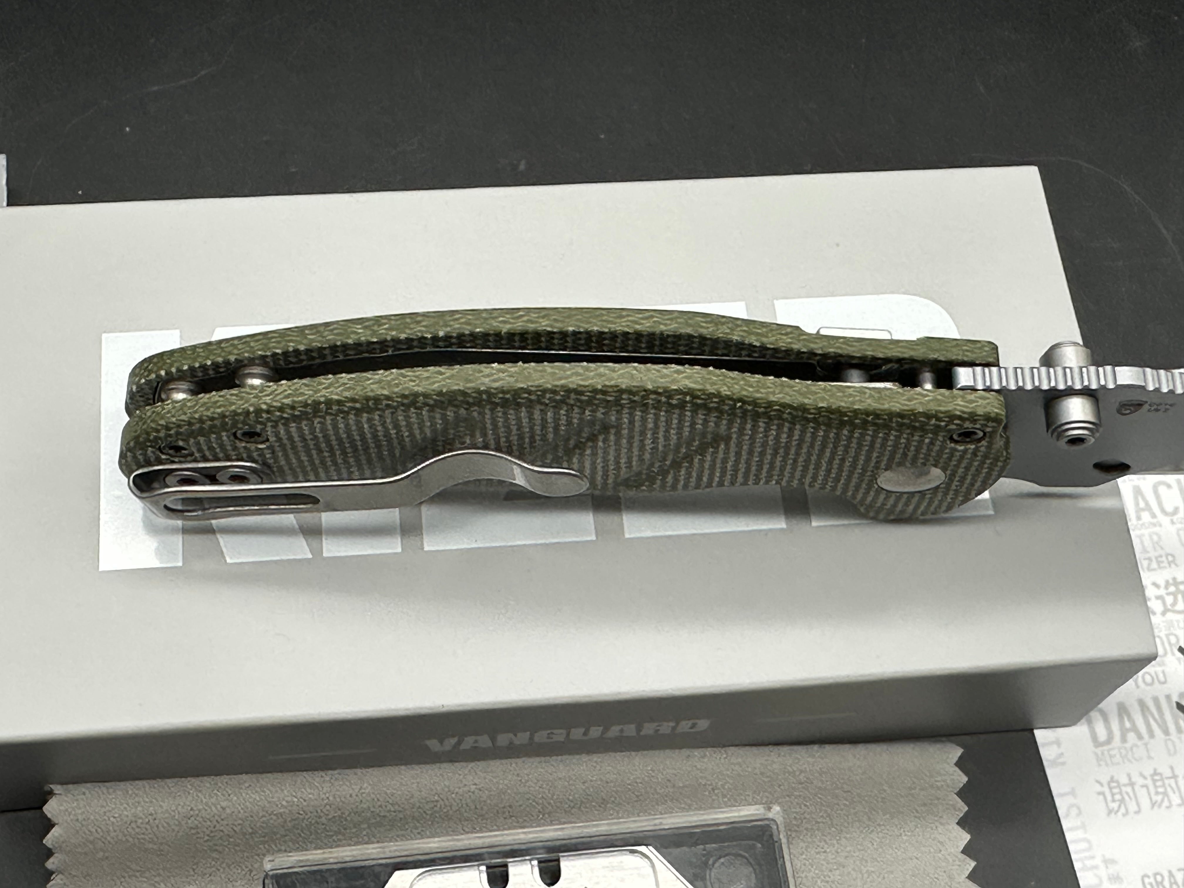 KIZER C01C UTI 2 UTILITY FOLDING KNIFE GREEN MICARTA HANDLE 5CR15MOV PLAIN EDGE BEAD BLAST FINISH