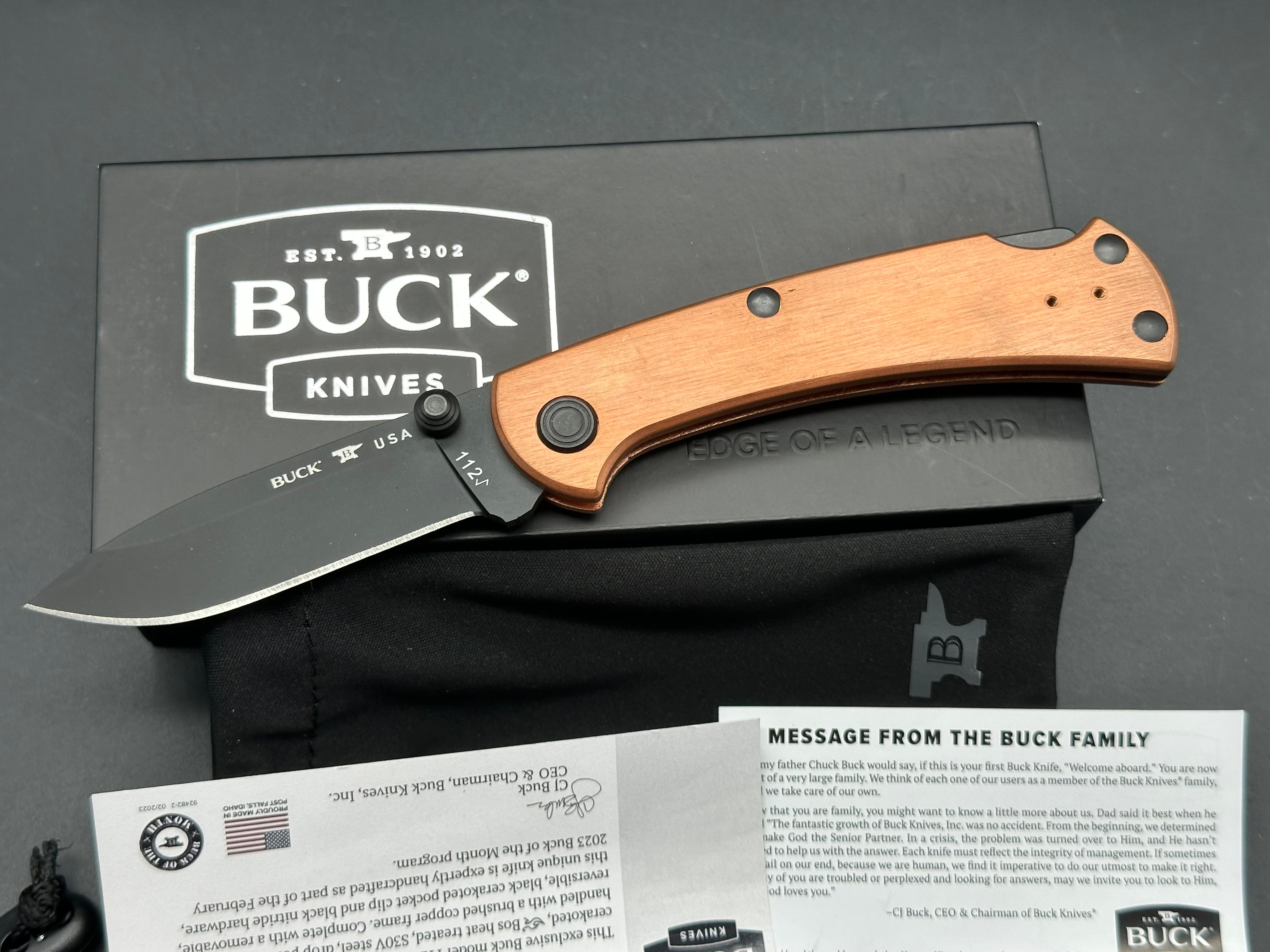 Buck 112 Buck of the Month 1 of 500 Copper scales, S30V