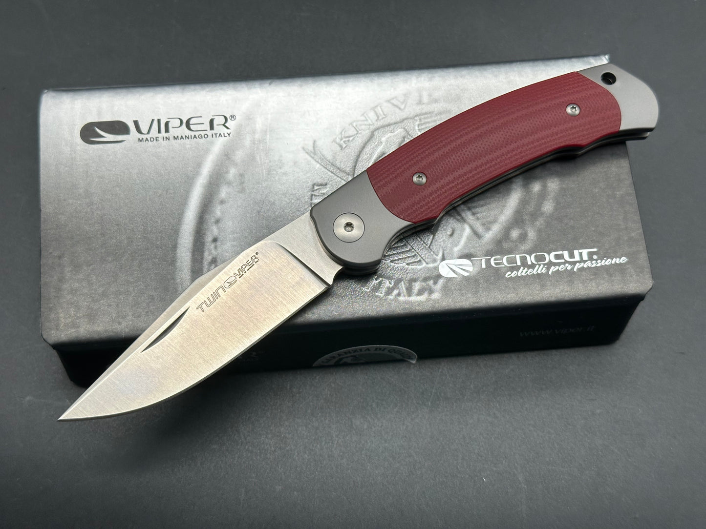 Viper Twin Slip Joint Knife Red G-10 (3" Satin)