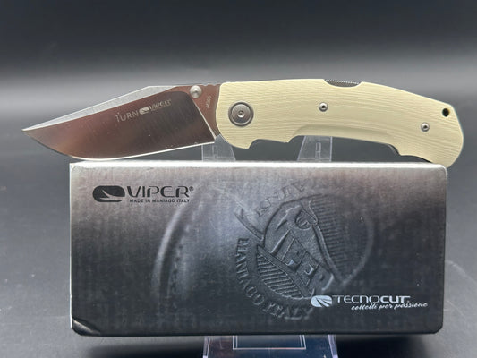 Viper Knives Turn Lockback Knife Ivory G-10 (3" Satin)