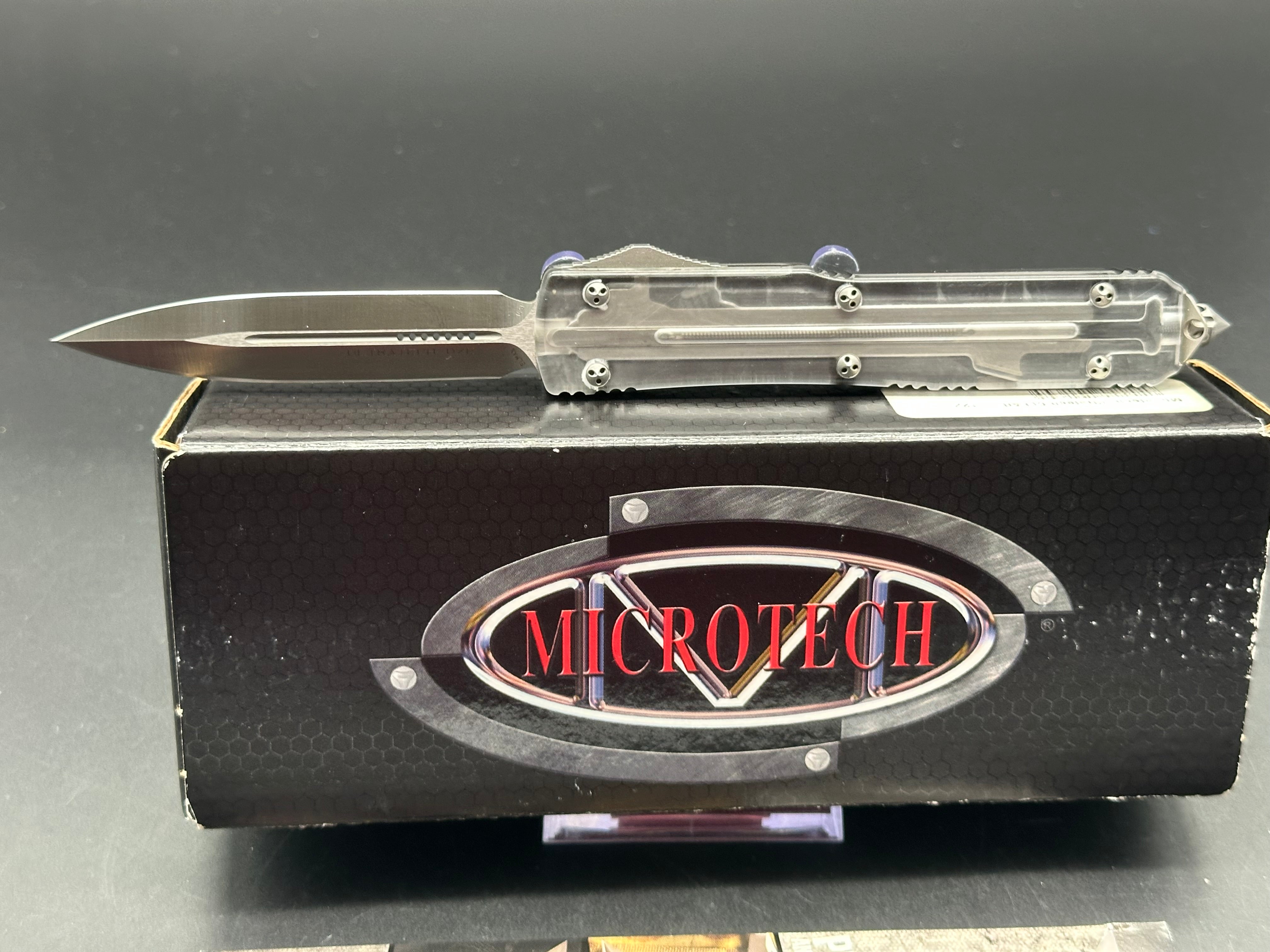 Microtech Ultratech D/E 122-4CL, New in Box, Clear Scale/Aluminum, Elmax, Rare