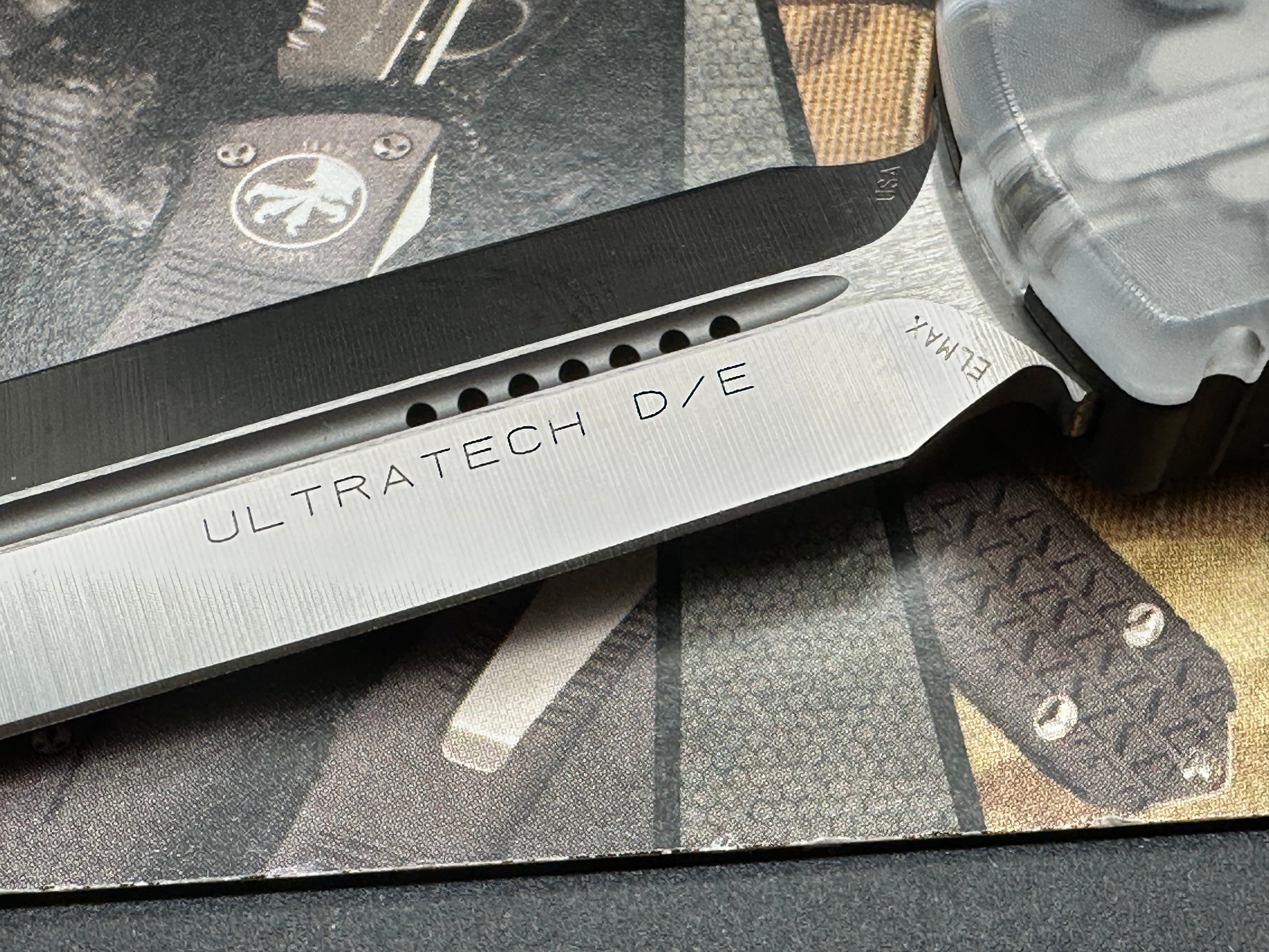 Microtech Ultratech D/E 122-4CL, New in Box, Clear Scale/Aluminum, Elmax, Rare