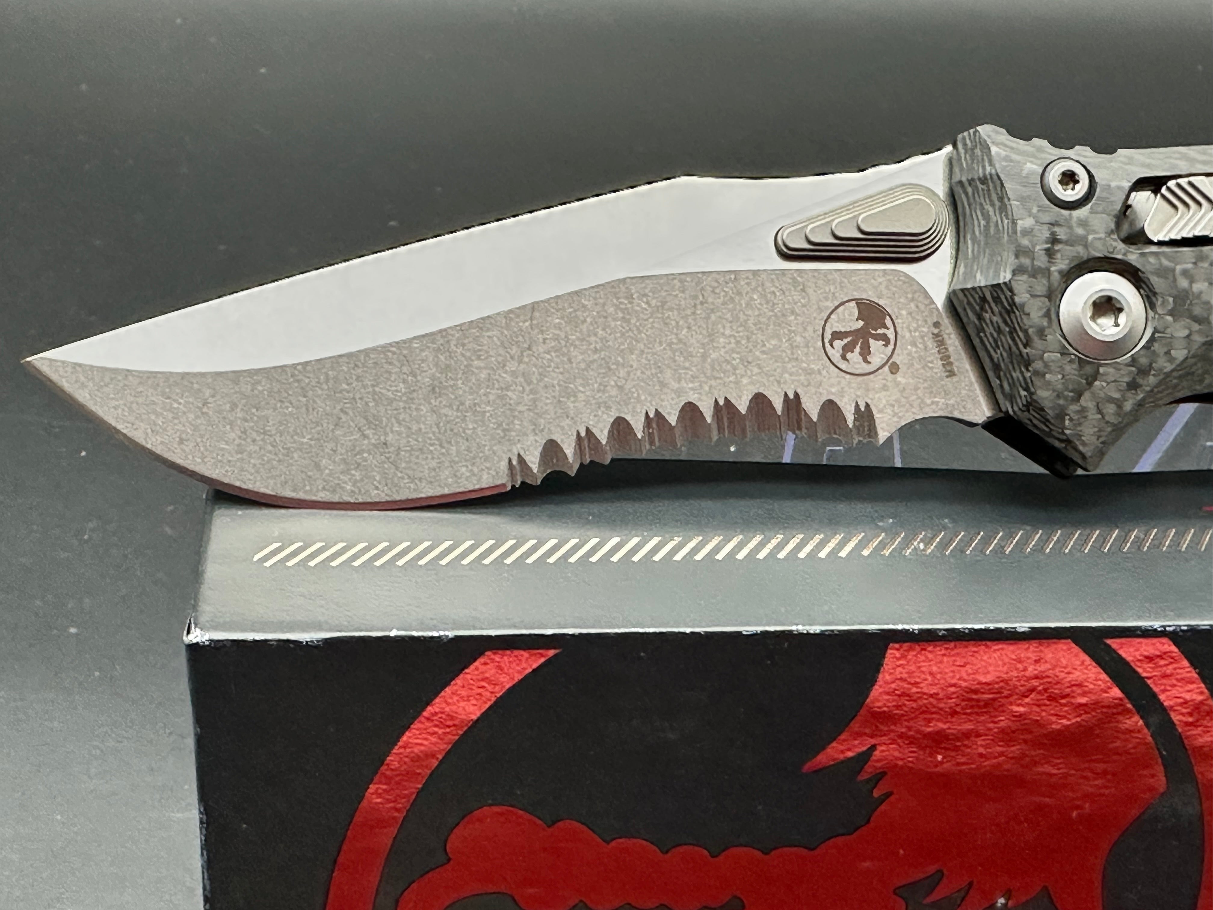 Microtech Amphibian Prototype New in Box Carbon Fiber, M390MK, 1 of 8