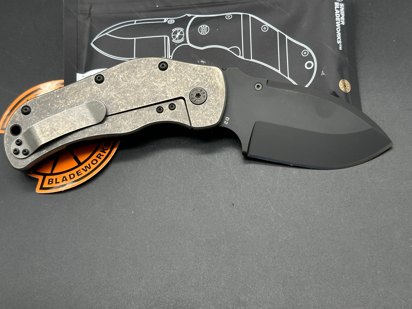 SNIPER BLADEWORKS TOG FRAMELOCK BLACK MICARTA FOLDING D2 POCKET KNIFE