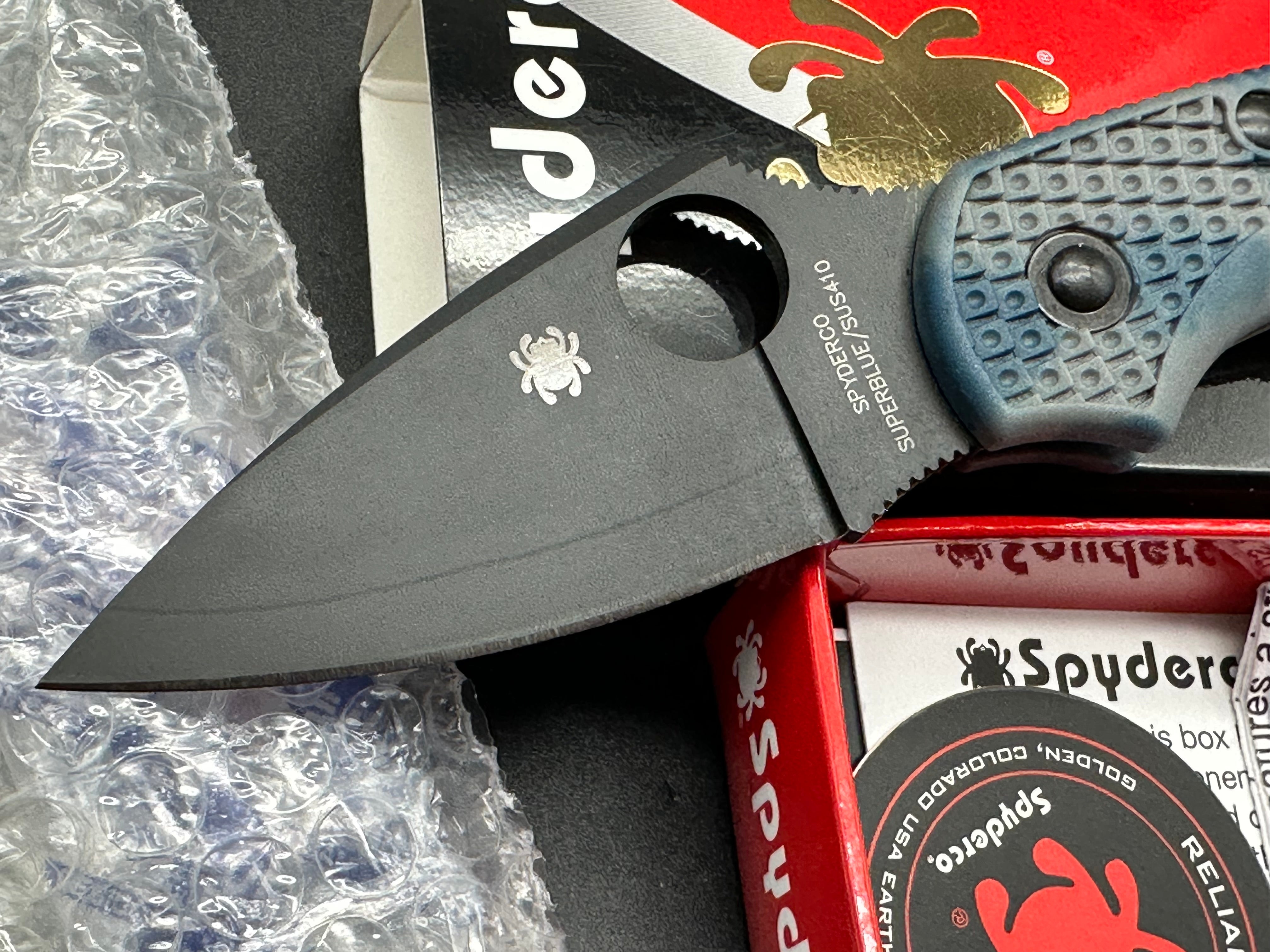 Spyderco Dragonfly, New in Box, Zome Blue/Gray FRN, Black Superblue steel