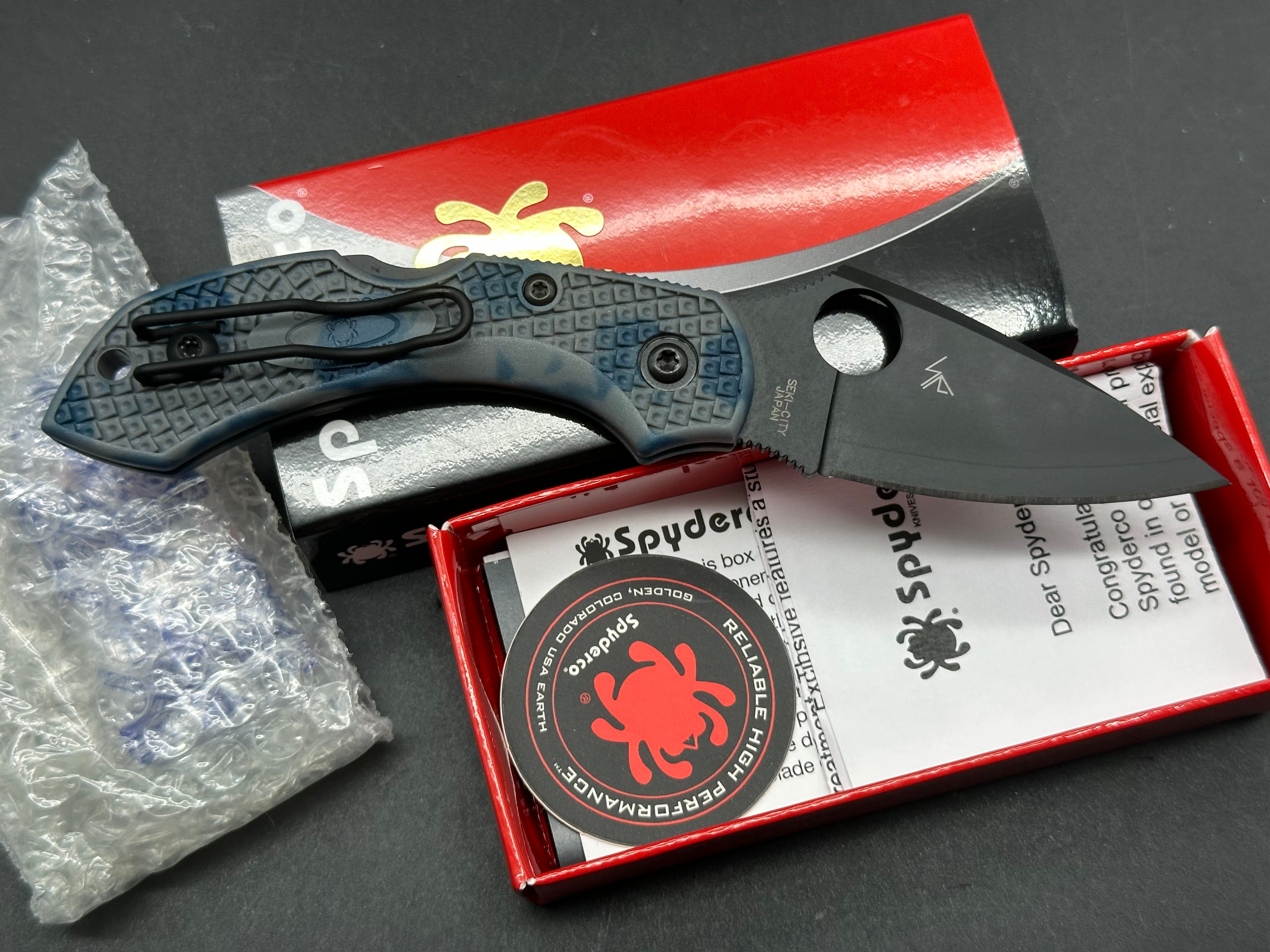 Spyderco Dragonfly, New in Box, Zome Blue/Gray FRN, Black Superblue steel
