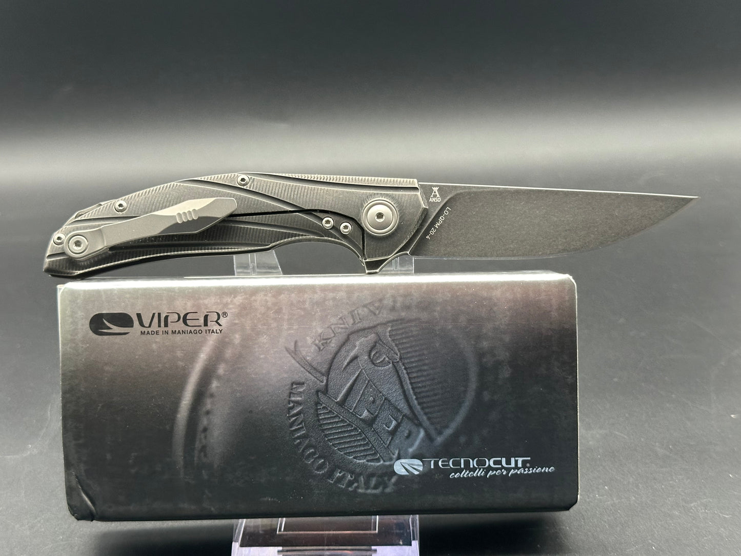 Viper Knives Anso Orso 2 Frame Lock Knife Titanium Black SW (3.4" Black SW)