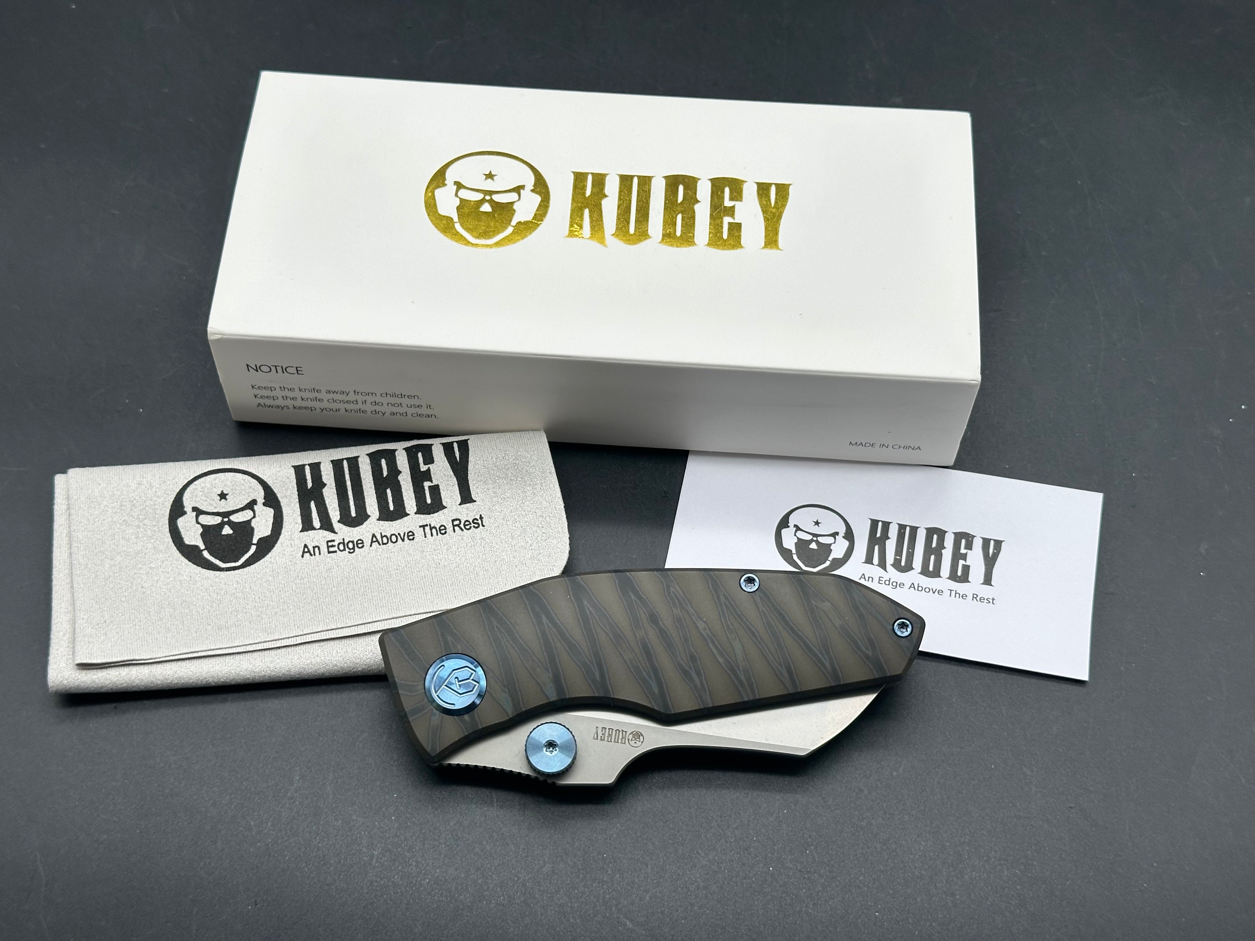 Kubey Monsterdog Frame Lock Titanium Handle 2.95" Bead Blasted M390