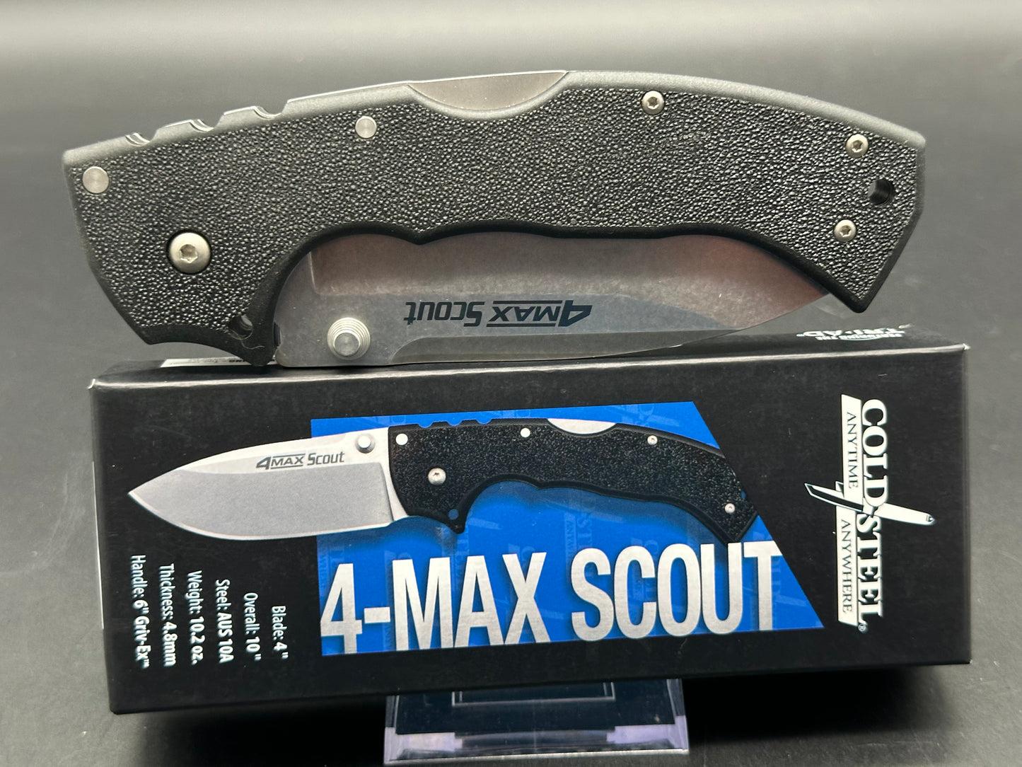 Cold Steel 4-Max Scout Tri-Ad Lock Knife Black Griv-Ex (4" Stonewash)