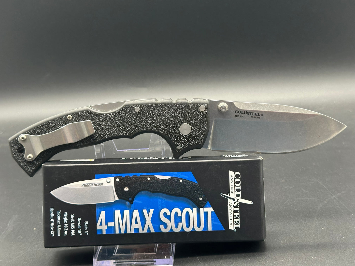 Cold Steel 4-Max Scout Tri-Ad Lock Knife Black Griv-Ex (4" Stonewash)