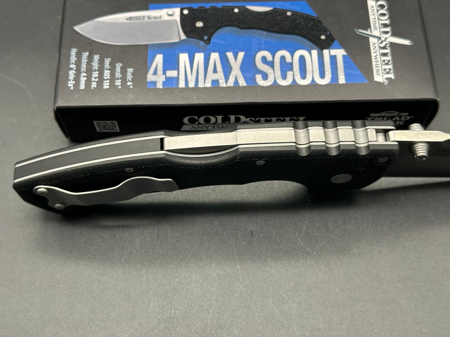 Cold Steel 4-Max Scout Tri-Ad Lock Knife Black Griv-Ex (4" Stonewash)