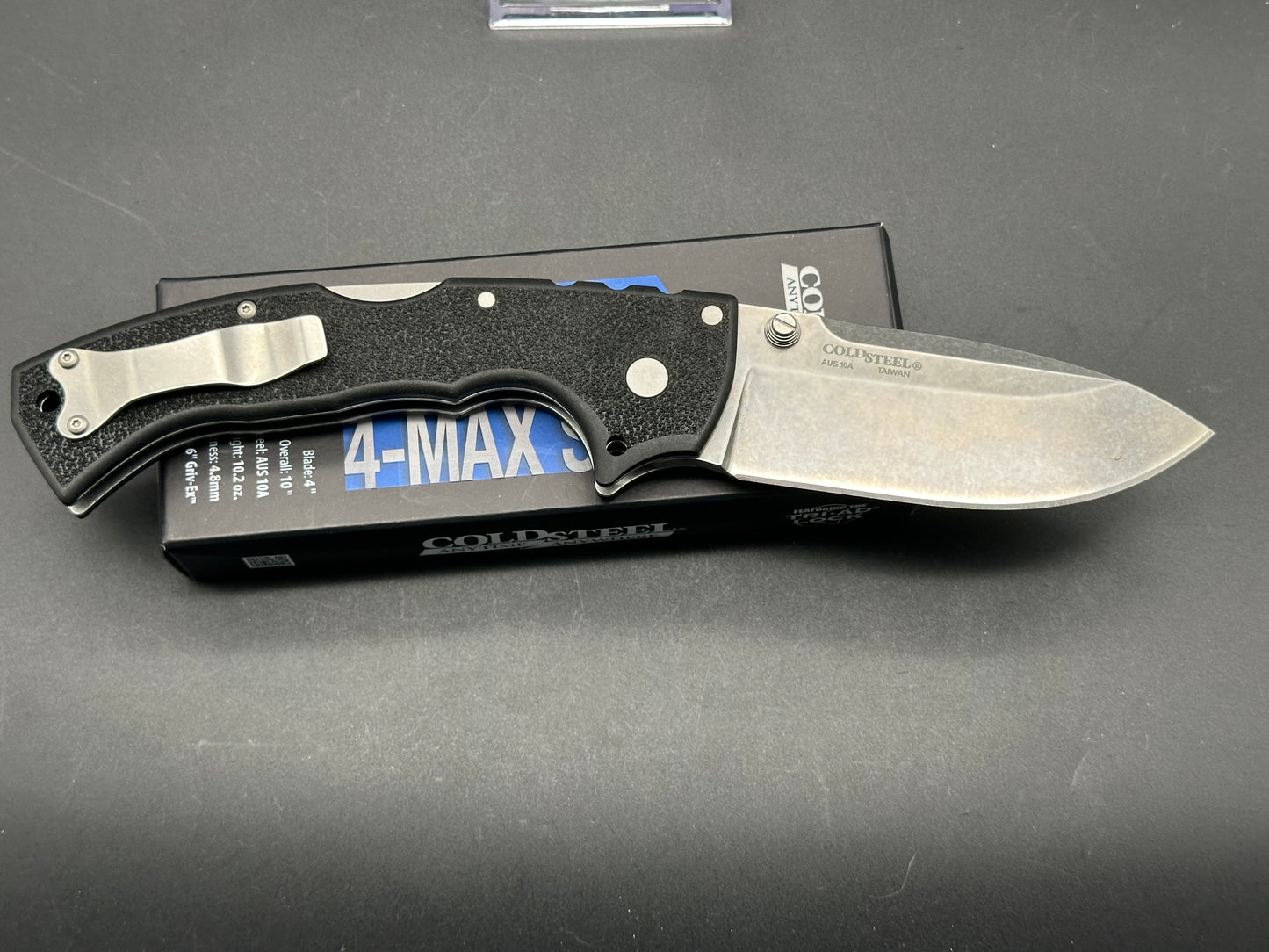 Cold Steel 4-Max Scout Tri-Ad Lock Knife Black Griv-Ex (4" Stonewash)