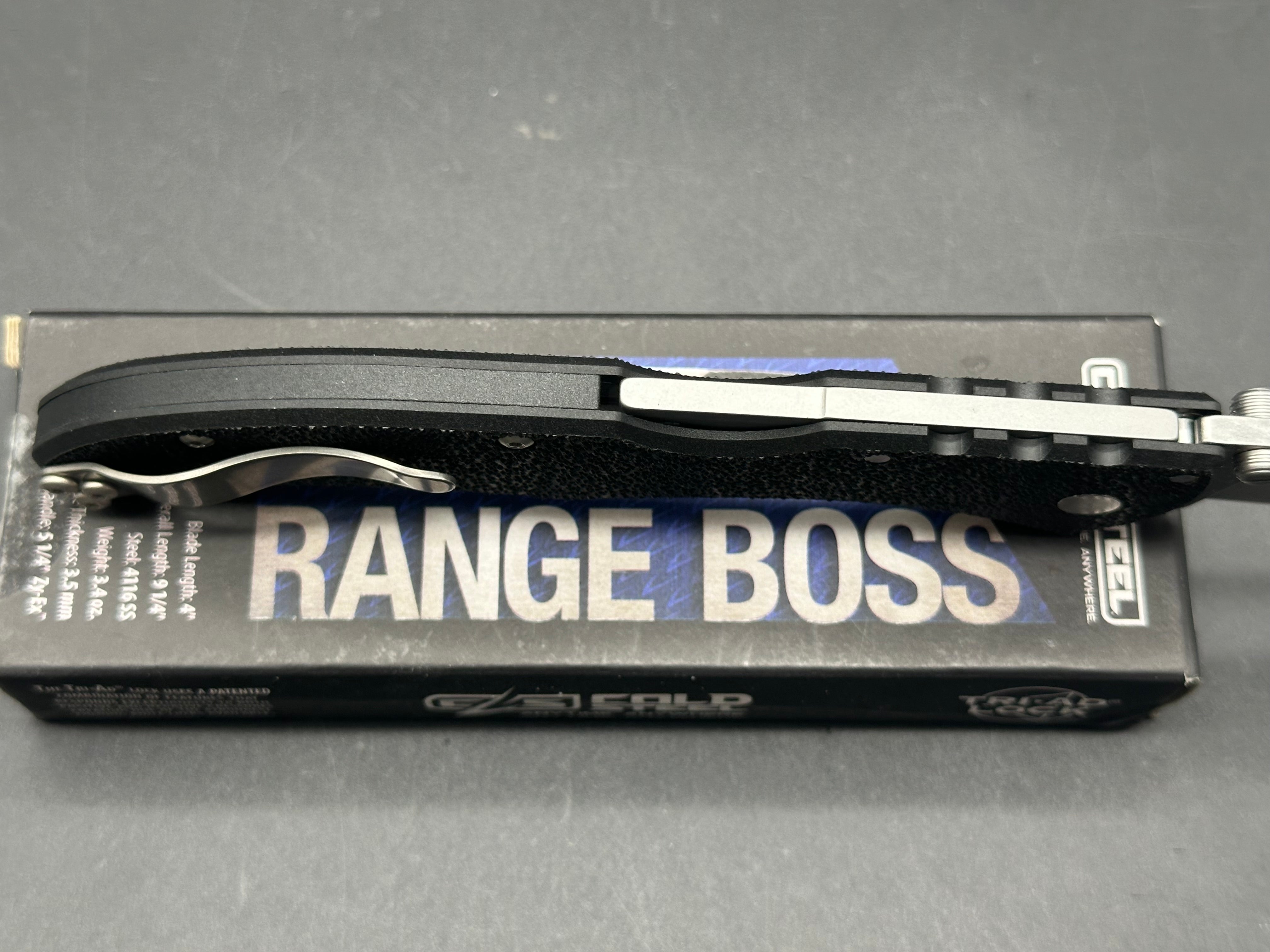 Cold Steel Range Boss Tri-Ad Lock Knife Black Zy-Ex (4" Stonewash)