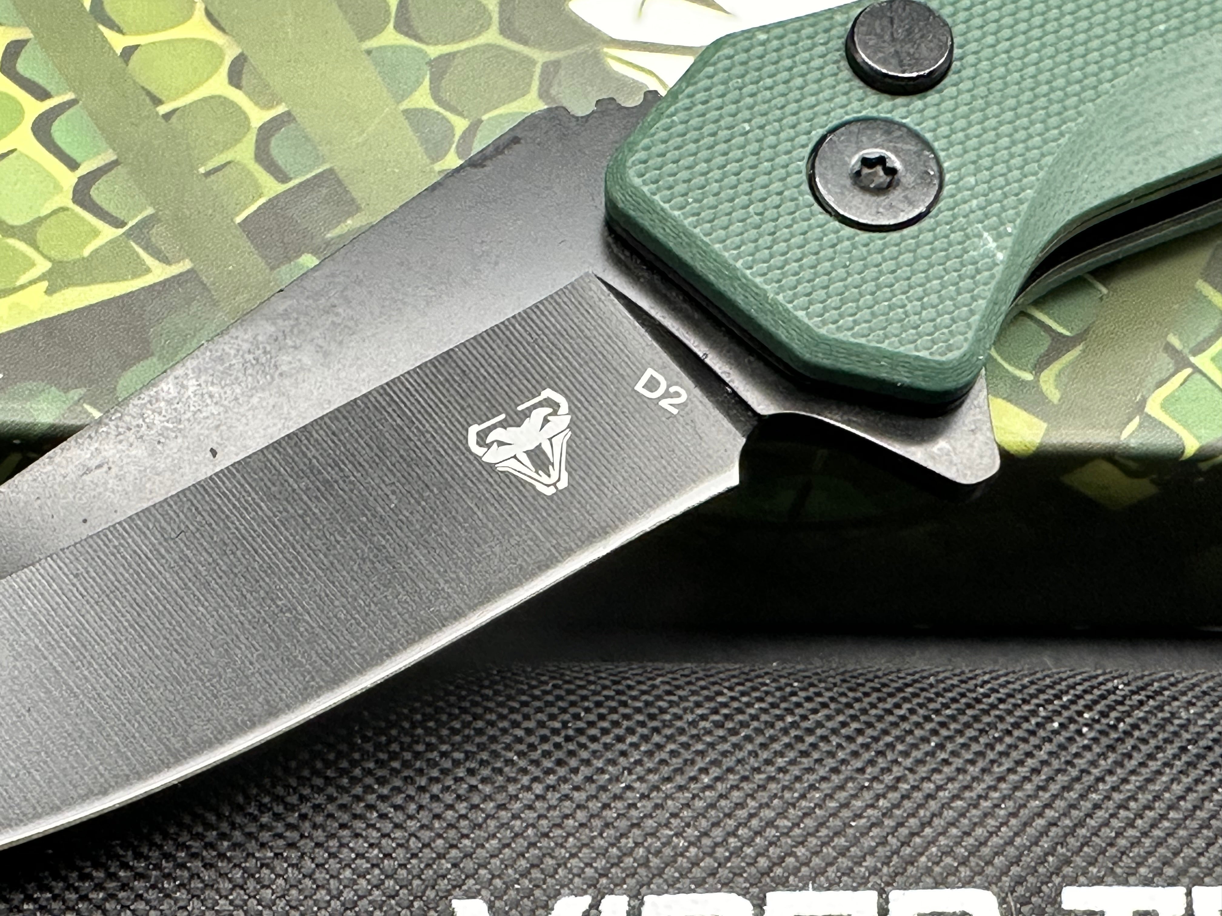 New Viper Tec Black D2 Blade G10 Handle Button Lock Pocket Knife EDC Green Cobra