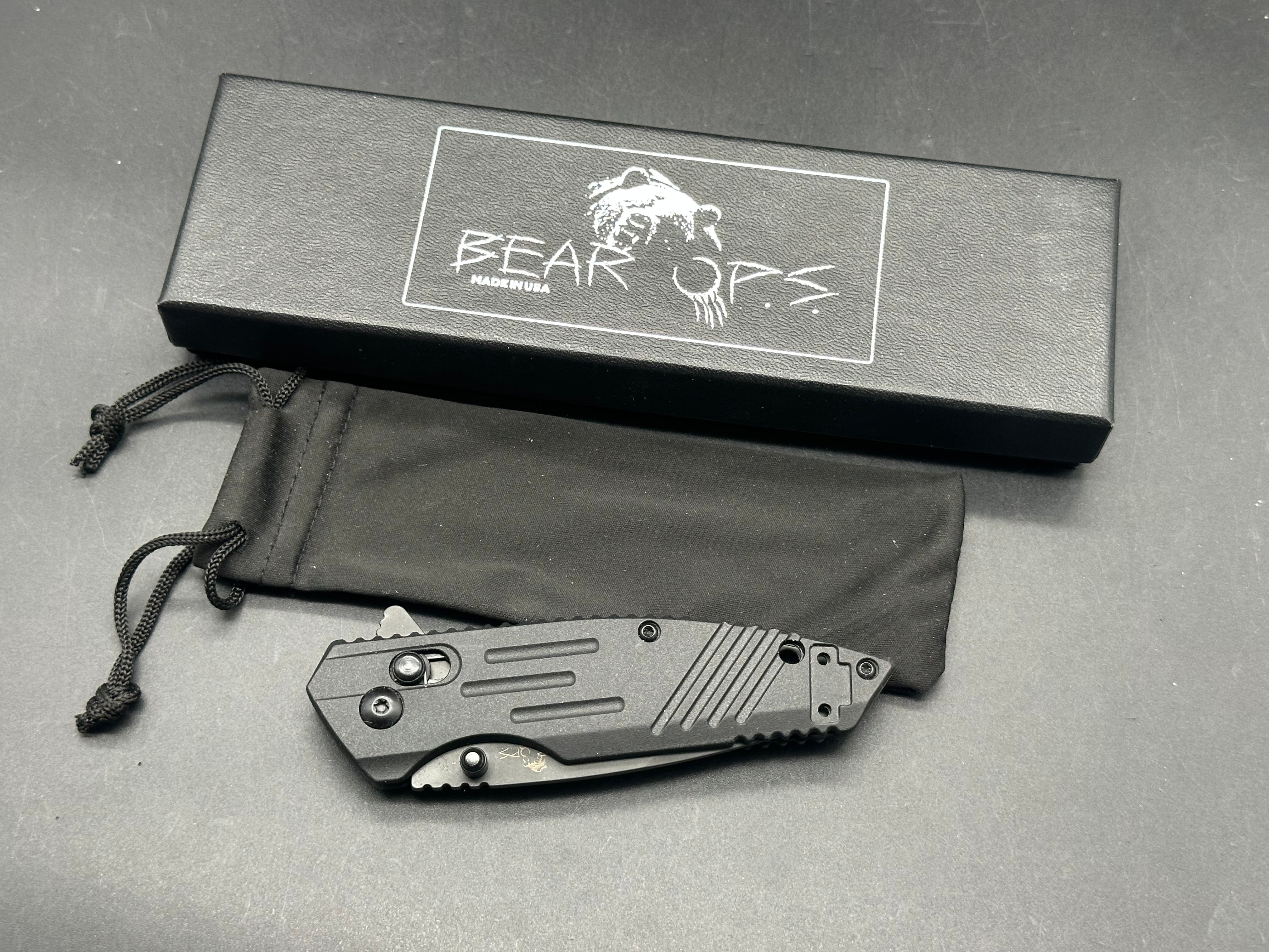 Bear OPS Rancor IX Slide Lock  2.83" D2 Black Serrated  Black Zytel Handles