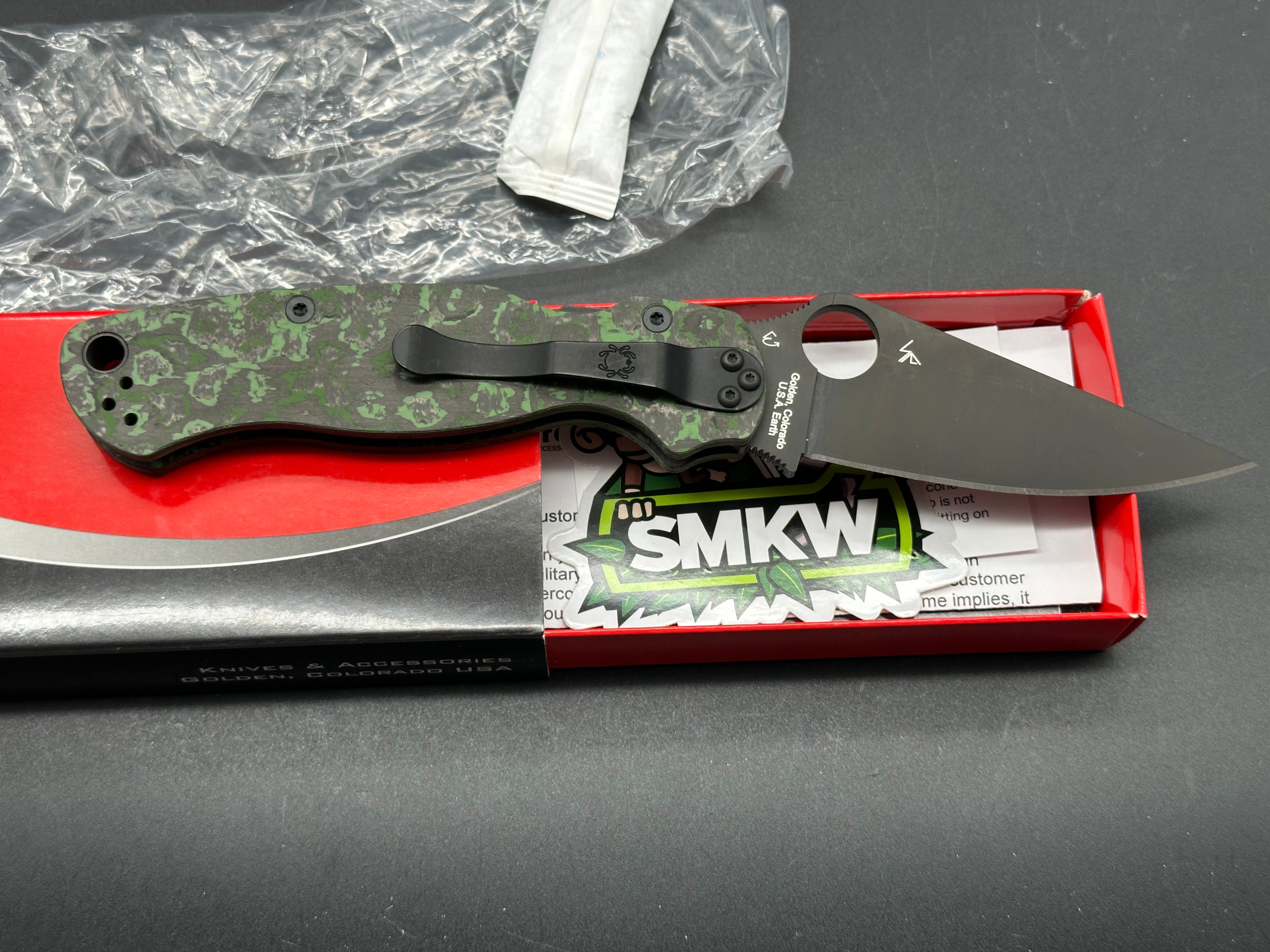 Spyderco Para 2, New in Box, Green Jungle Camo, M4