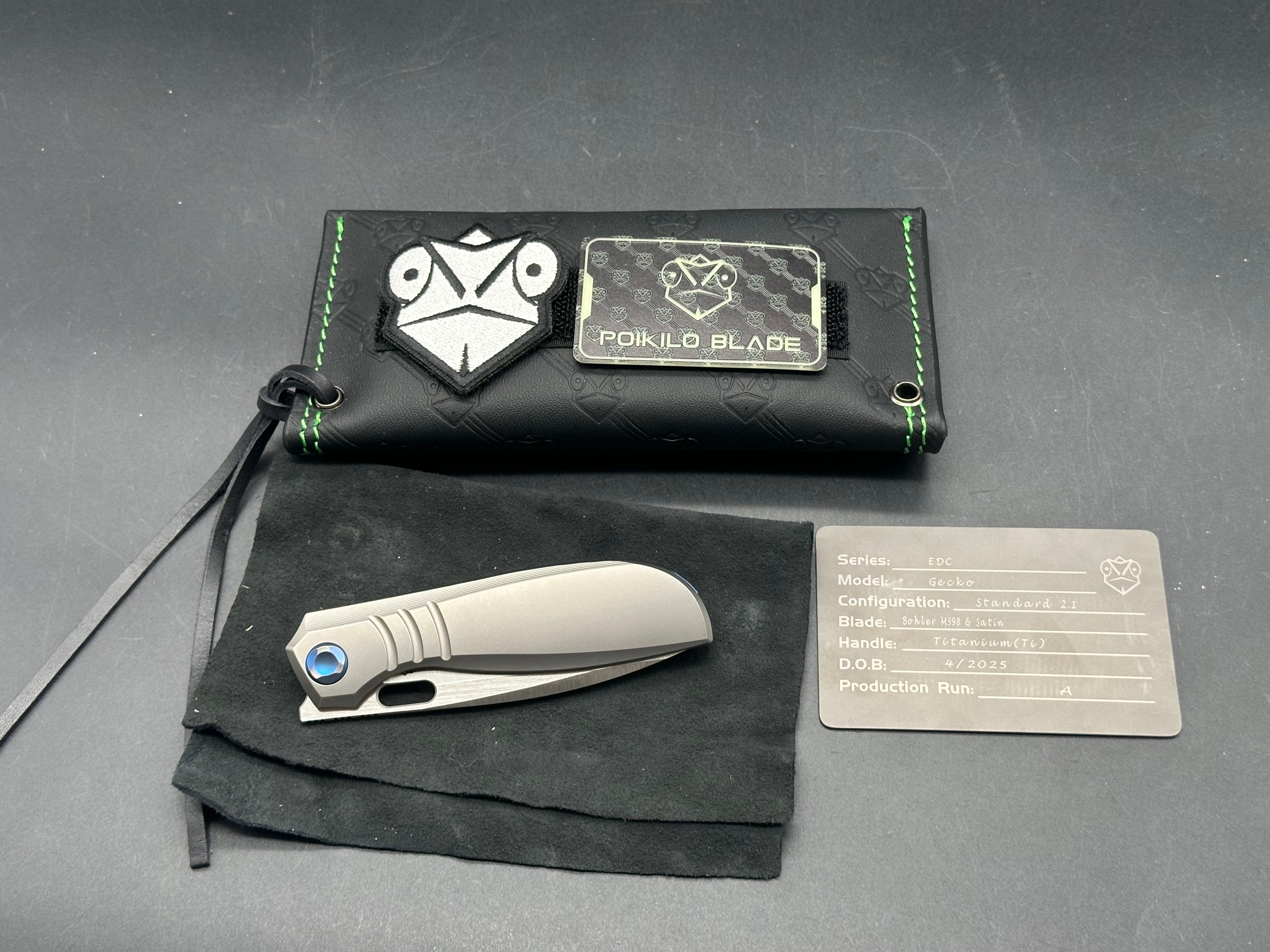 Poikilo Blade Gecko S2 titanium and M398 blade