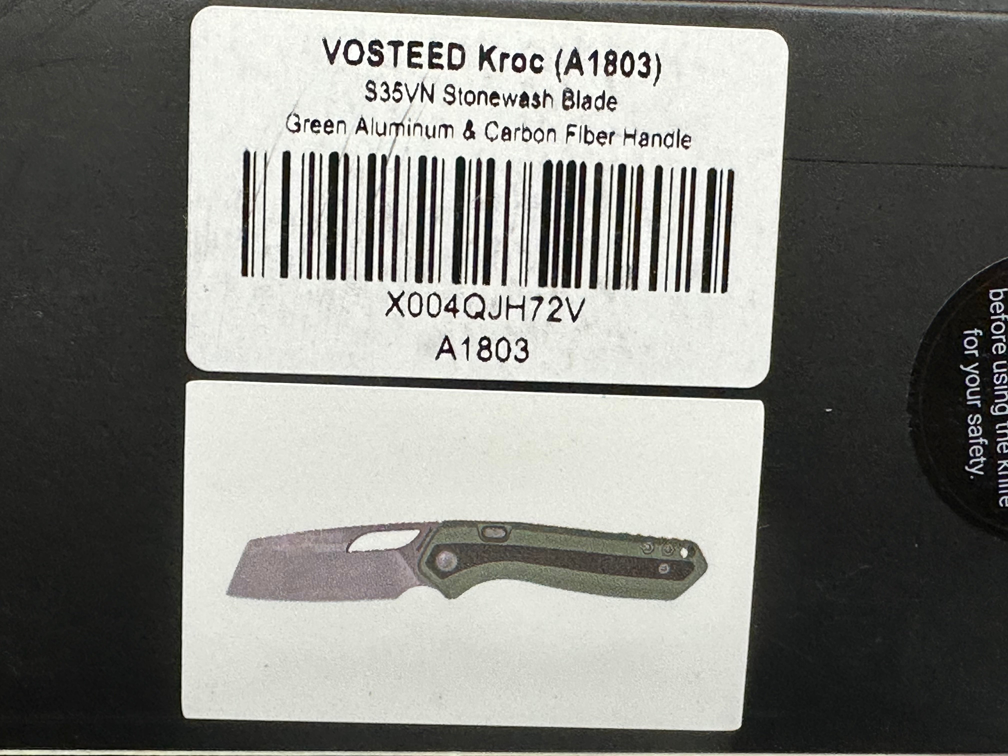 Vosteed Kroc Top Liner Lock Aluminium scales and CF inlay S35vn blade
