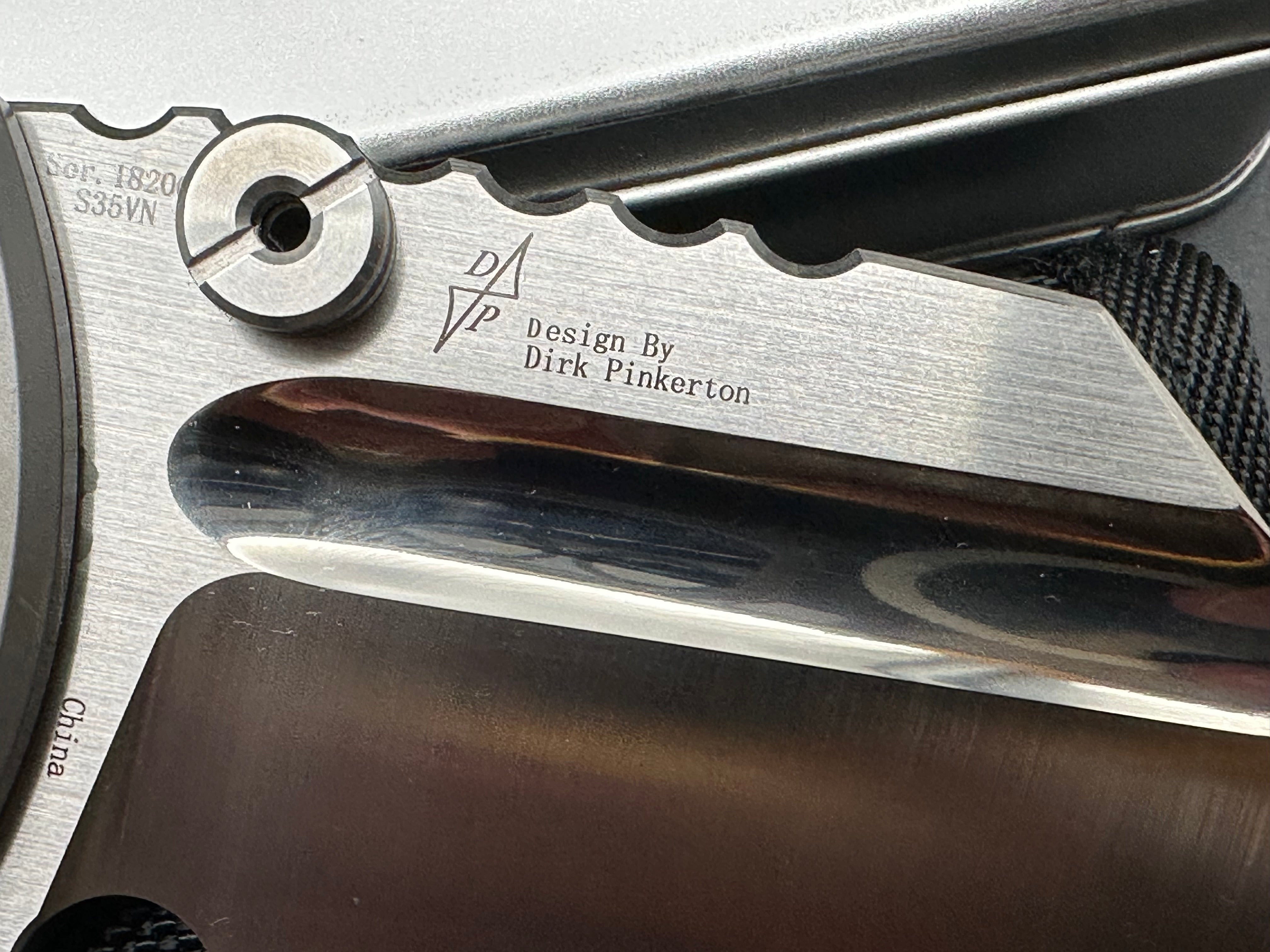 Artisan Cutlery Proponent: 3.85 inch, satin flat grind, s35VN Wharncliffe blade. Frame lock. Titanium handle