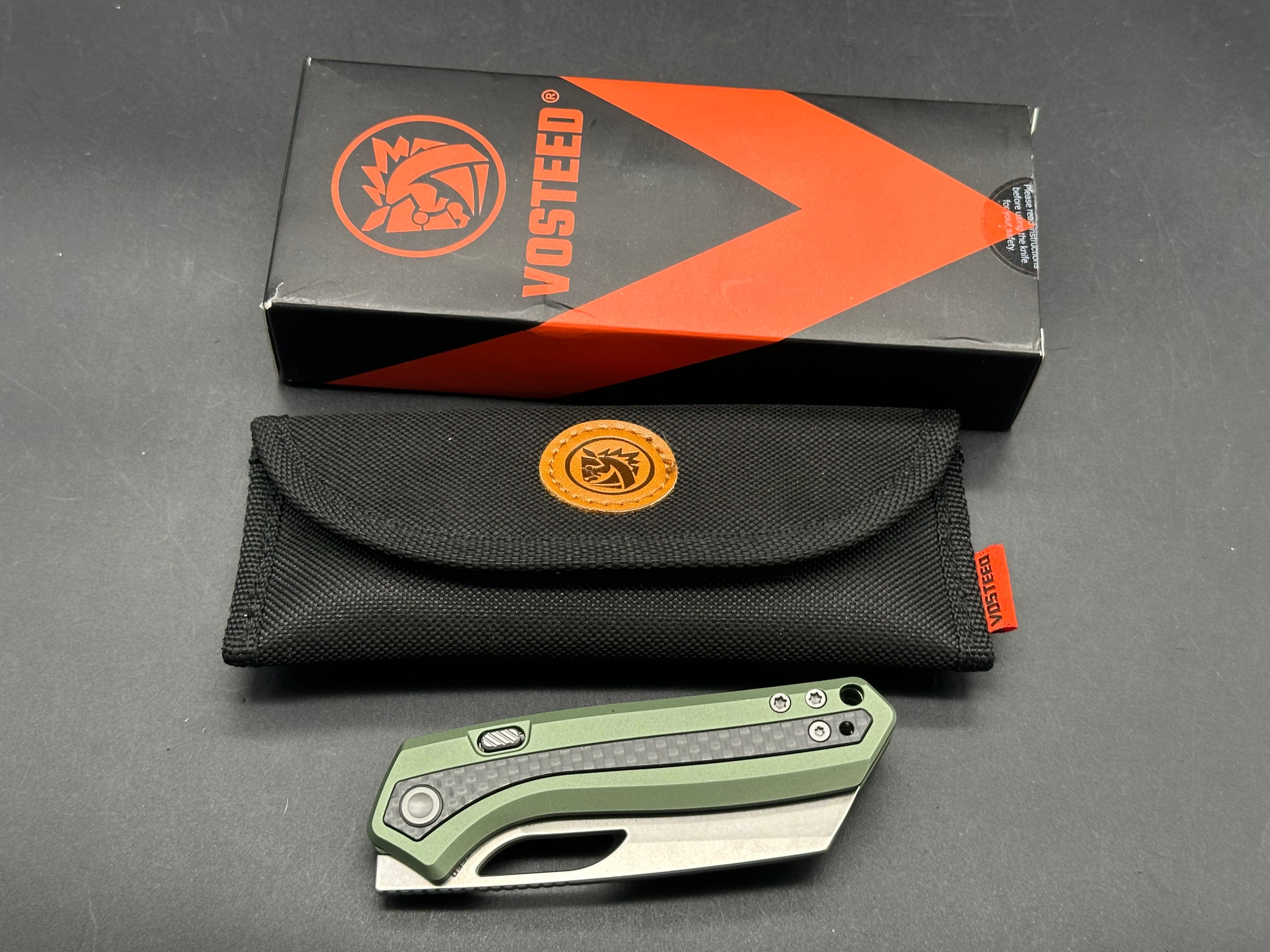 Vosteed Kroc Top Liner Lock Aluminium scales and CF inlay S35vn blade