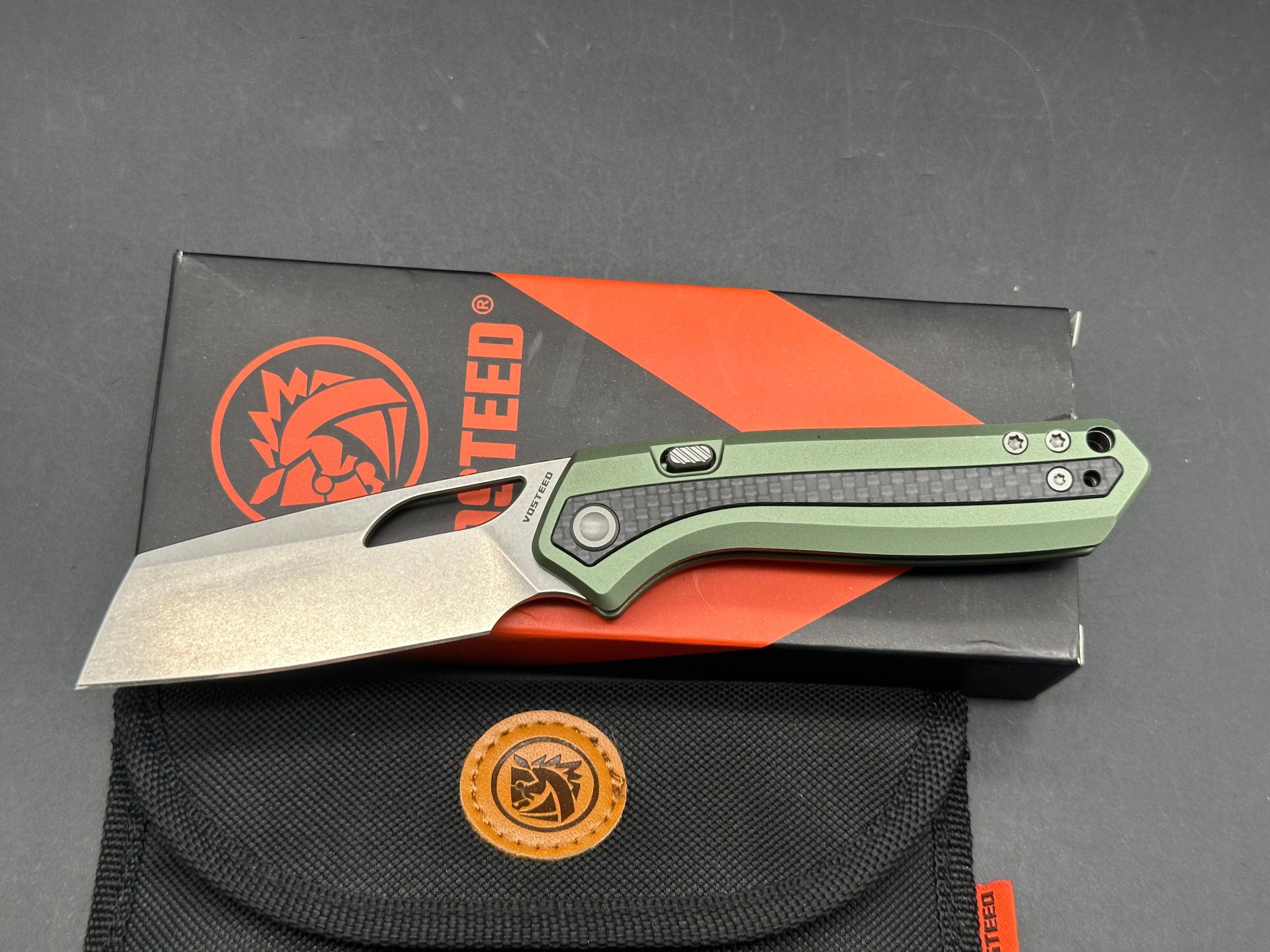 Vosteed Kroc Top Liner Lock Aluminium scales and CF inlay S35vn blade
