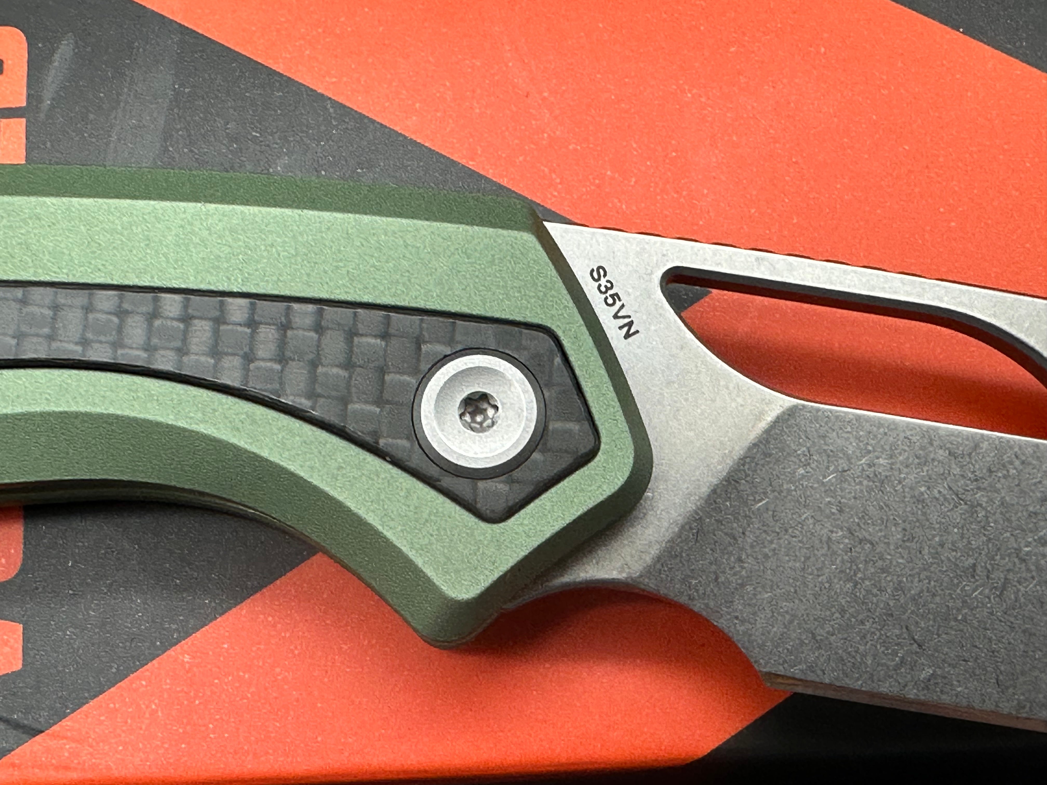 Vosteed Kroc Top Liner Lock Aluminium scales and CF inlay S35vn blade