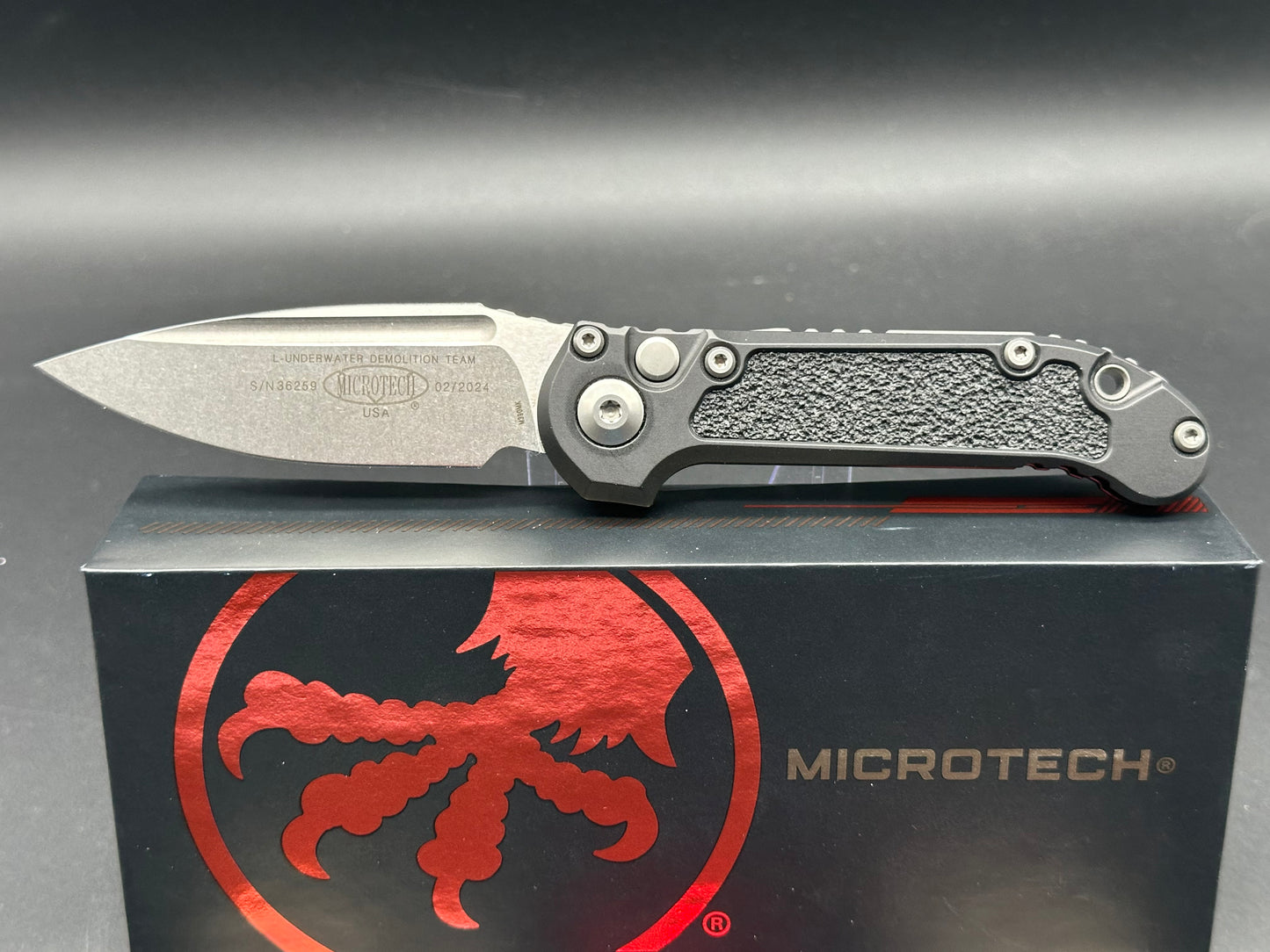 MIcrotech LUDT Gen III Stonewashed Drop Point