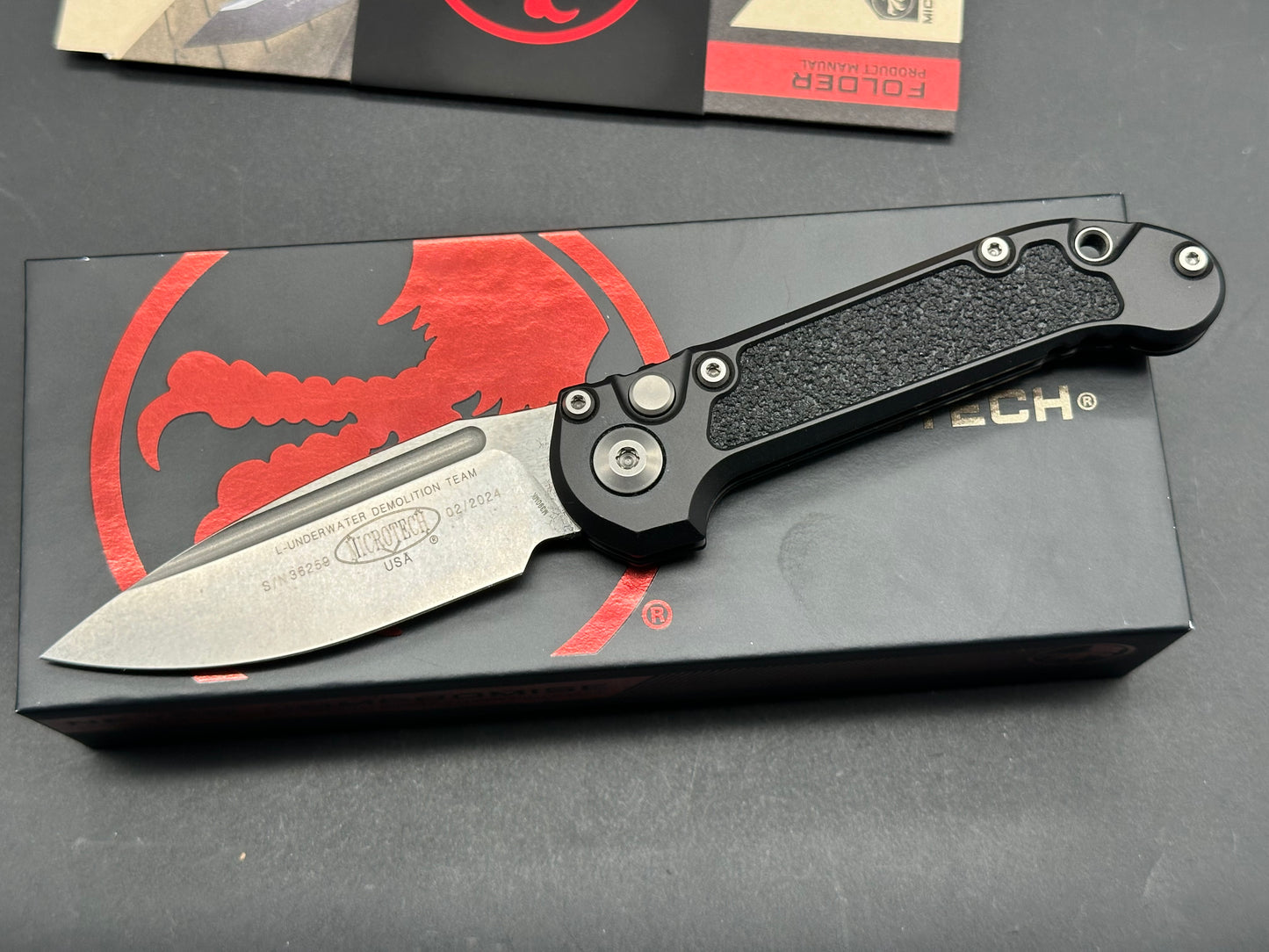 MIcrotech LUDT Gen III Stonewashed Drop Point