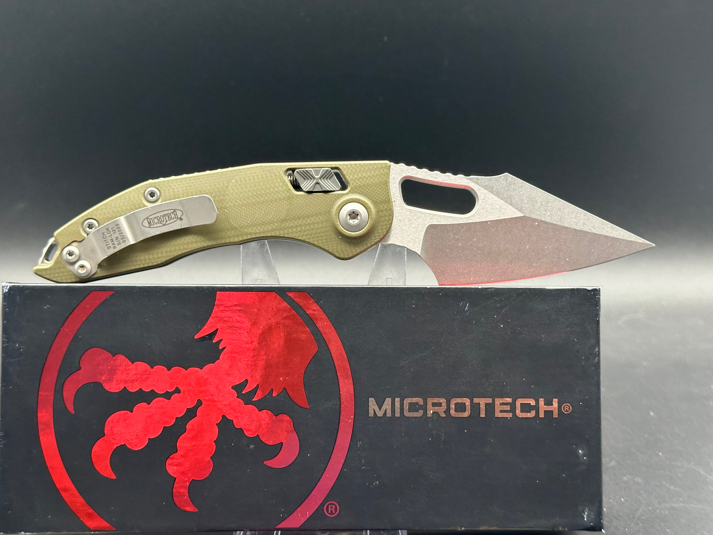 Microtech Stitch Ram-Lok Green G-10 Stonewash