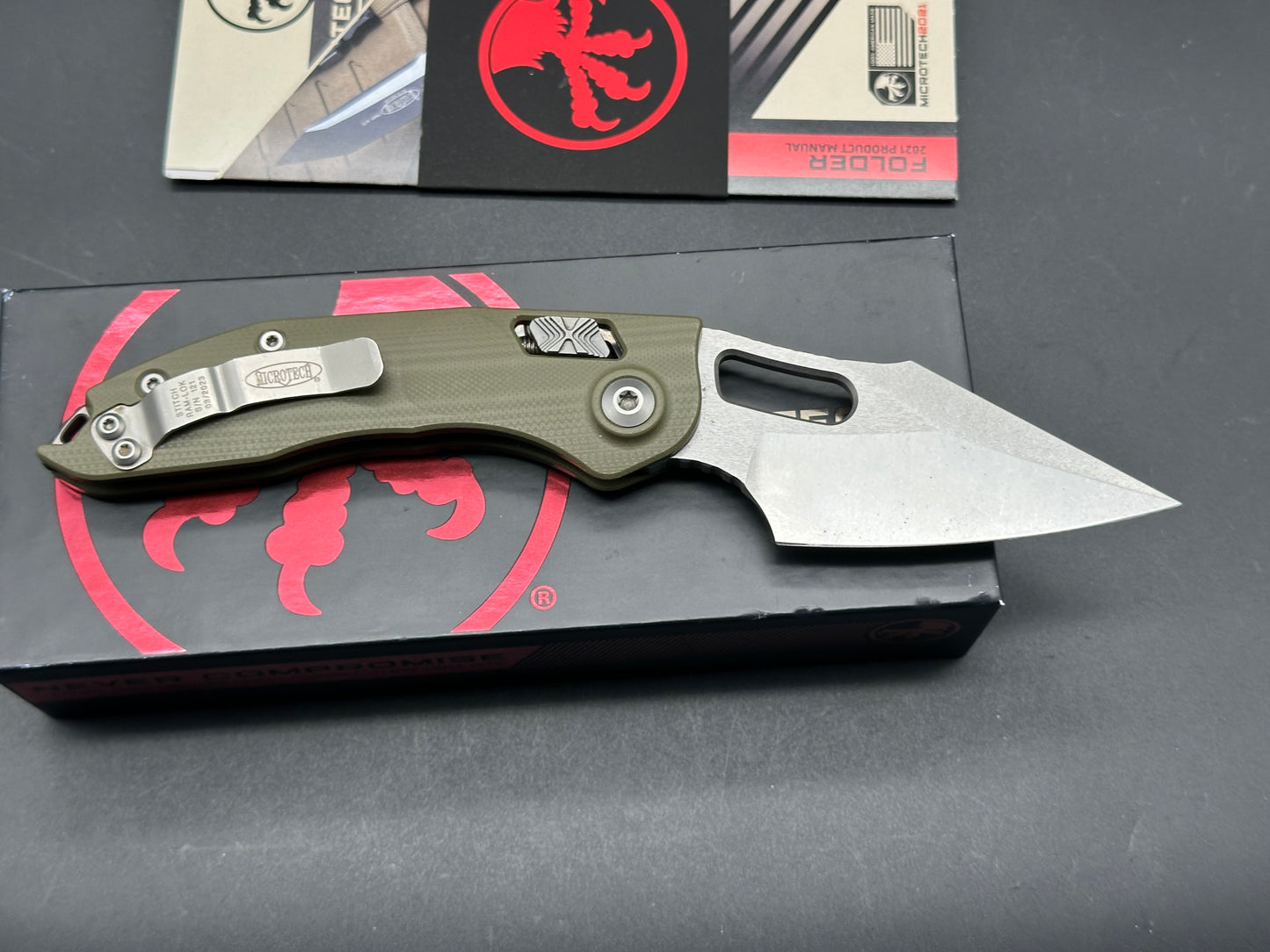 Microtech Stitch Ram-Lok Green G-10 Stonewash