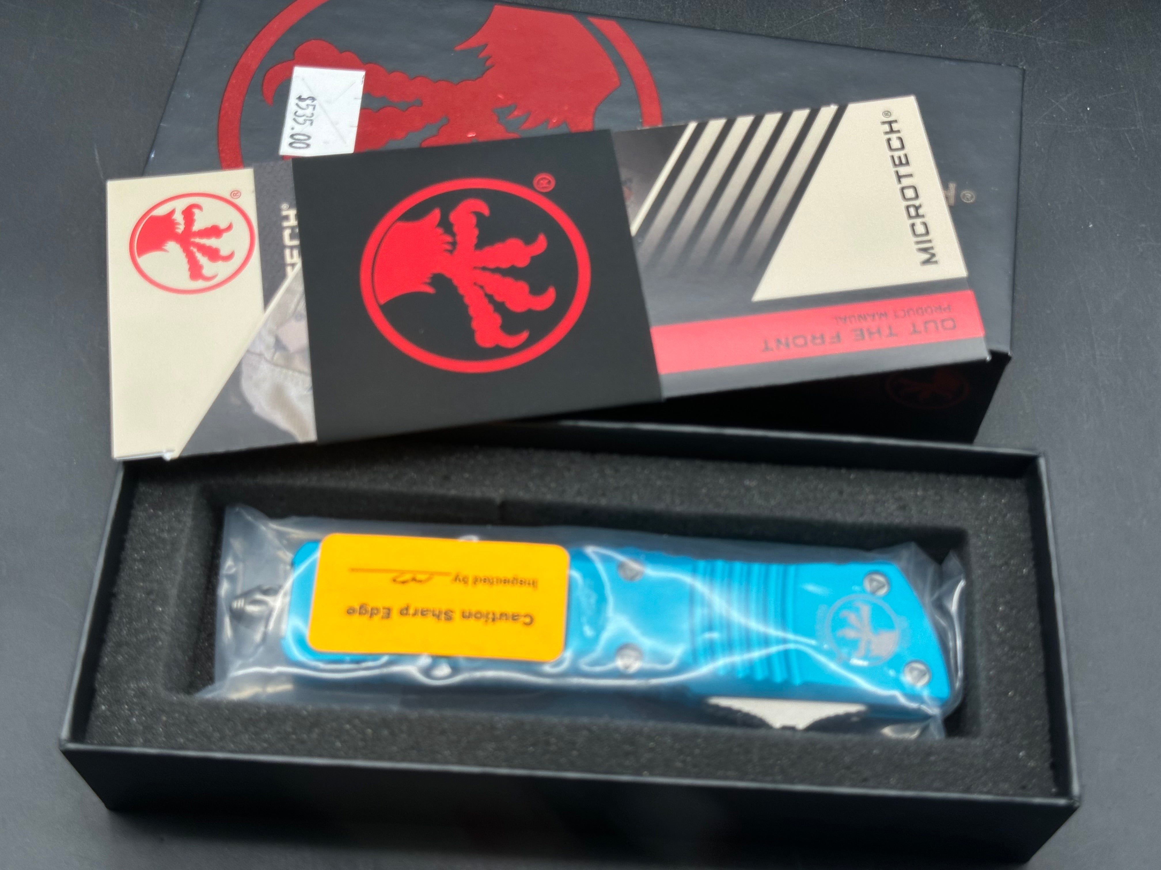 Microtech Combat Troodon Turquoise aluminum/M390 S/E