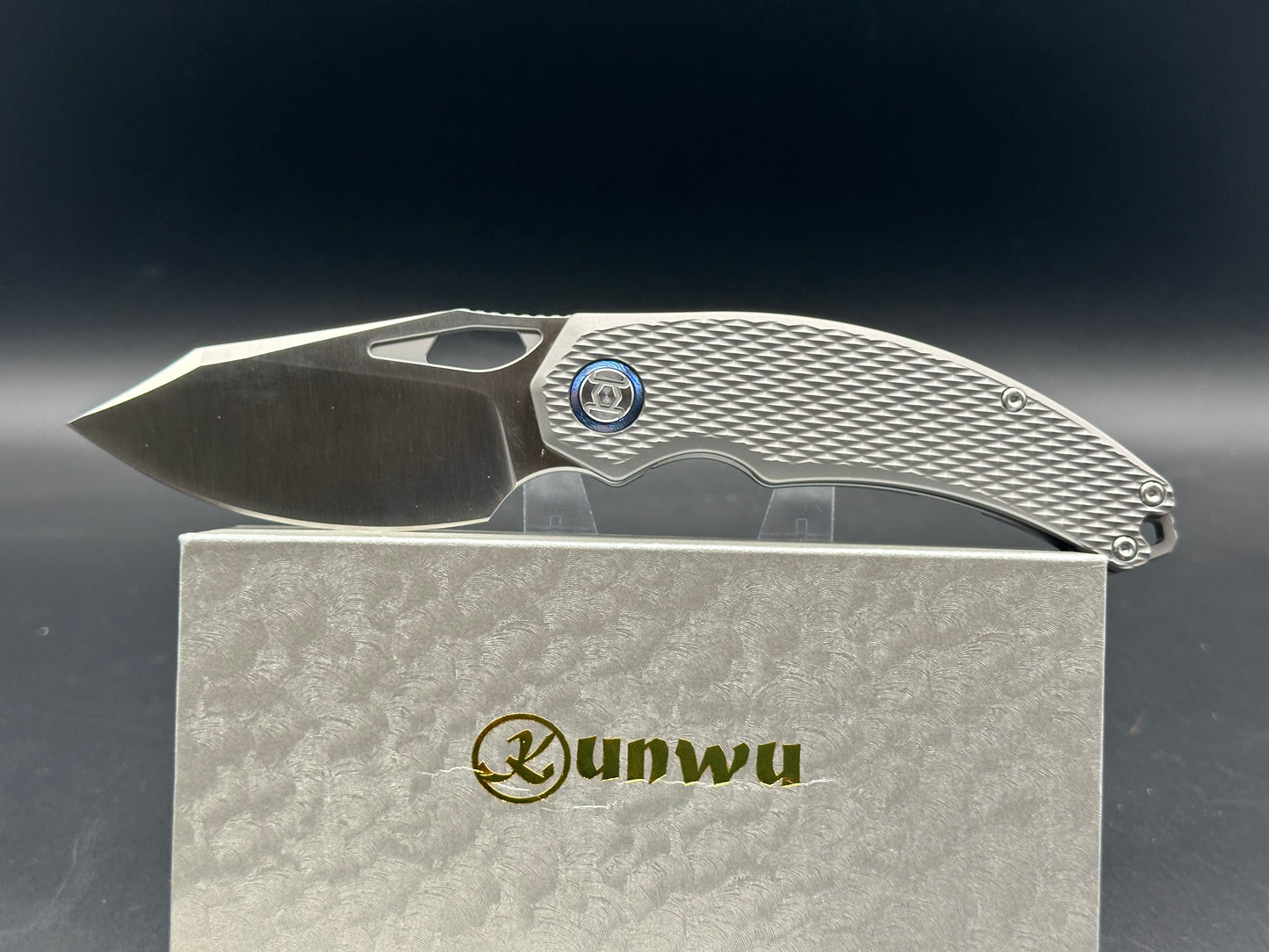 KUNWU KNIVES PADRE SATIN TITANIUM HANDLE FOLDING KNIFE VANAX STEEL