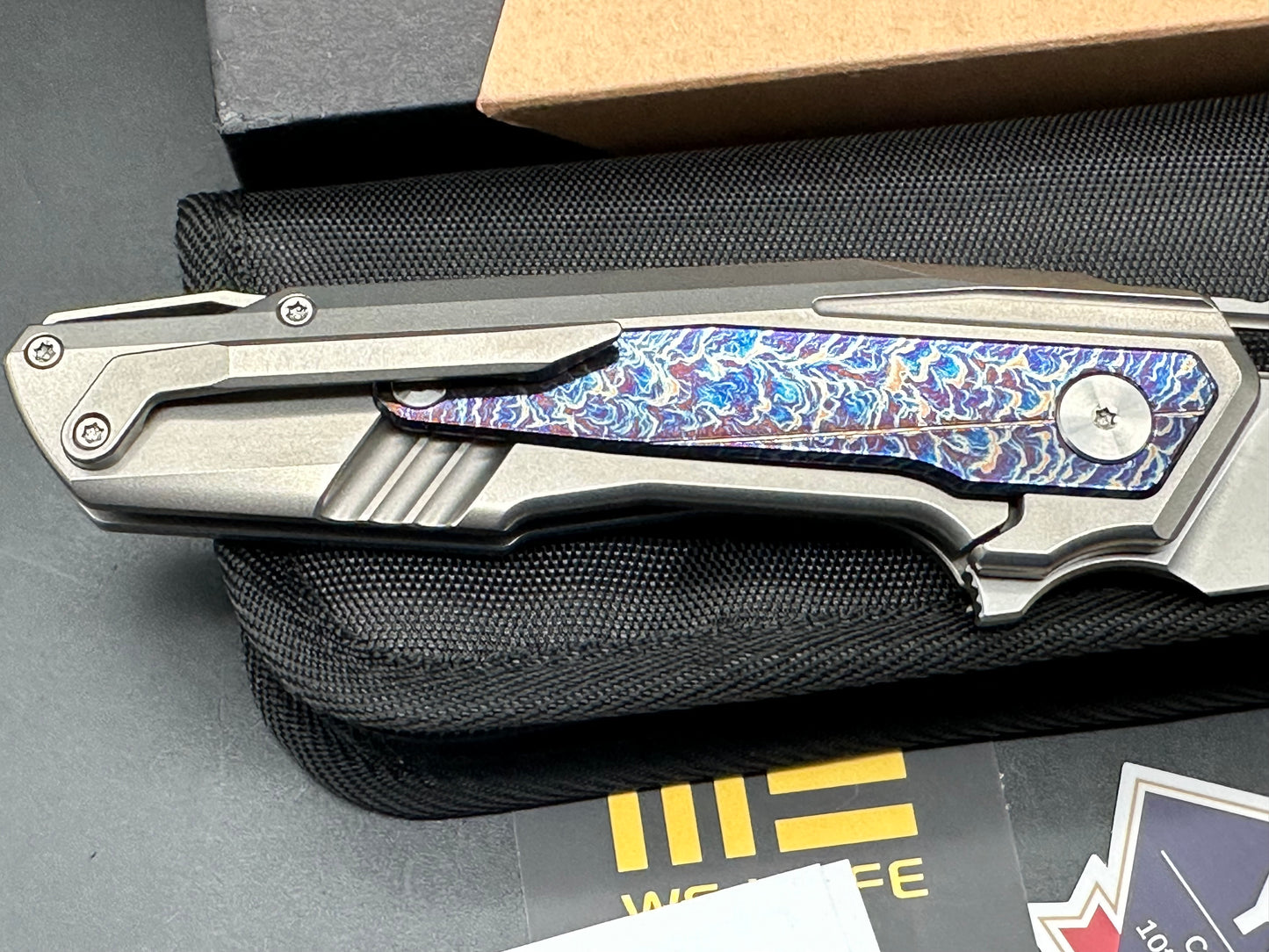 WE FALCARIA POLISHED BEAD BLAST FLAME TITANIUM HANDLE 20CV WHARNCLIFFE PLAIN EDGE POLISHED BEAD BLAST FINISH