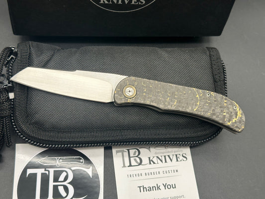 TBC Trevor Burger Custom LEXK Sheepsfoot SFL, Titanium- Snakeskin Carbon Fiber Inlay / Hand Rubbed Satin M390