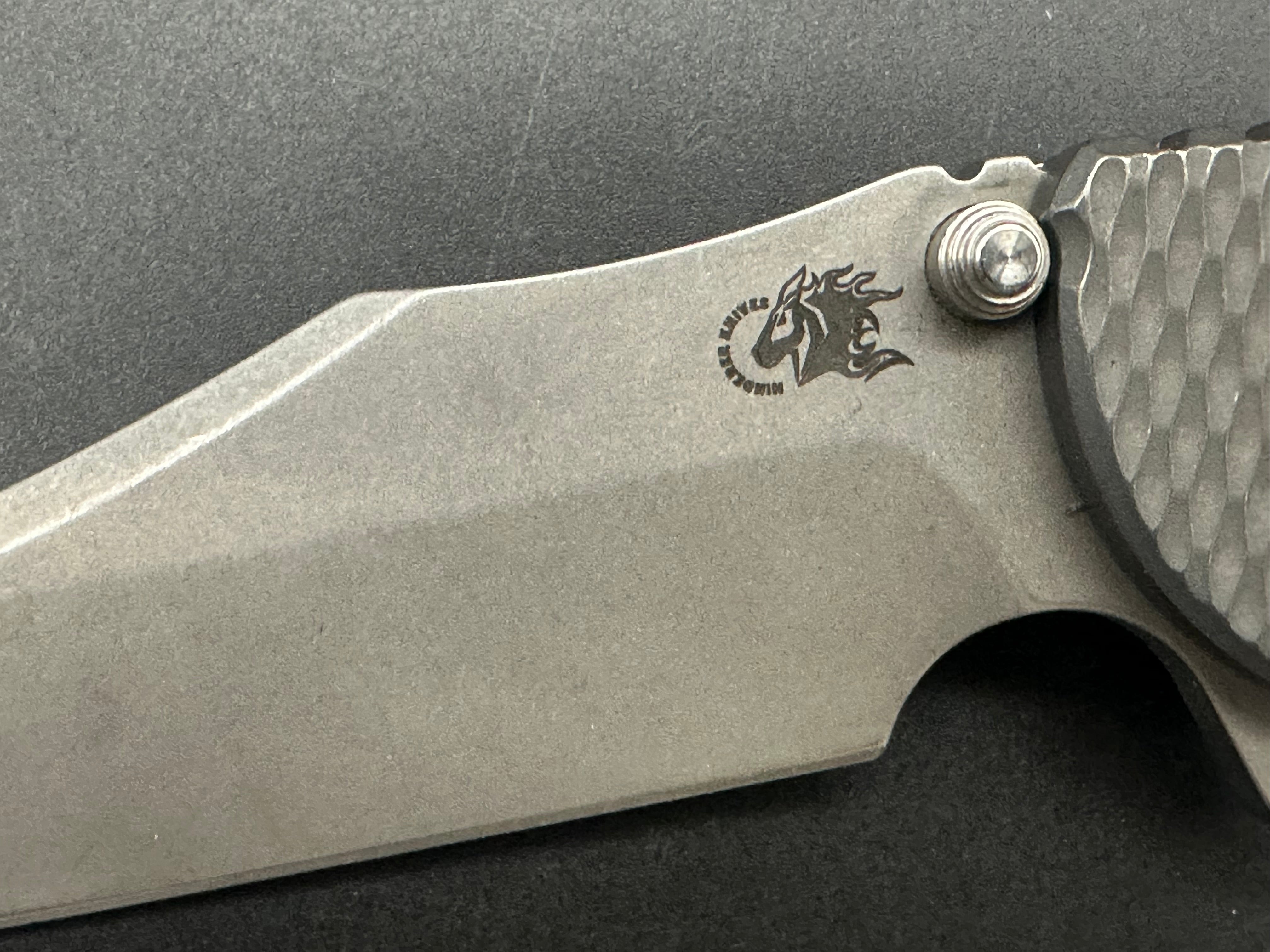 Hinderer XM-24 Bowie Working Finish, Full titanium, includes original Orange G10 scale