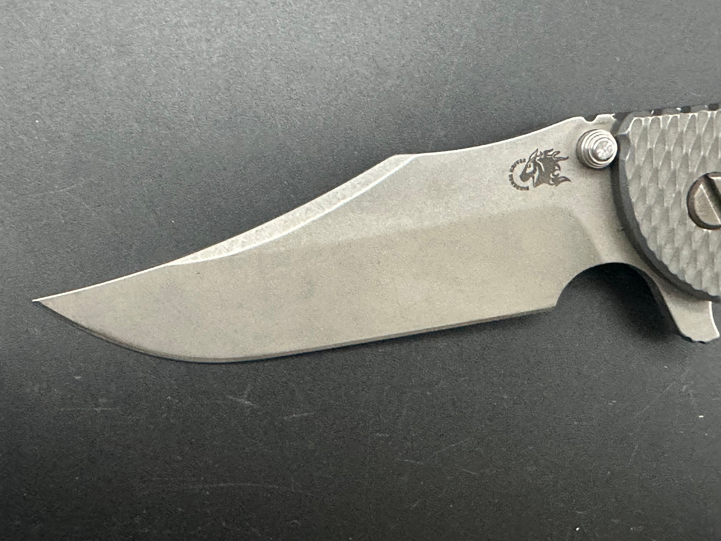 Hinderer XM-24 Bowie Working Finish, Full titanium, includes original Orange G10 scale