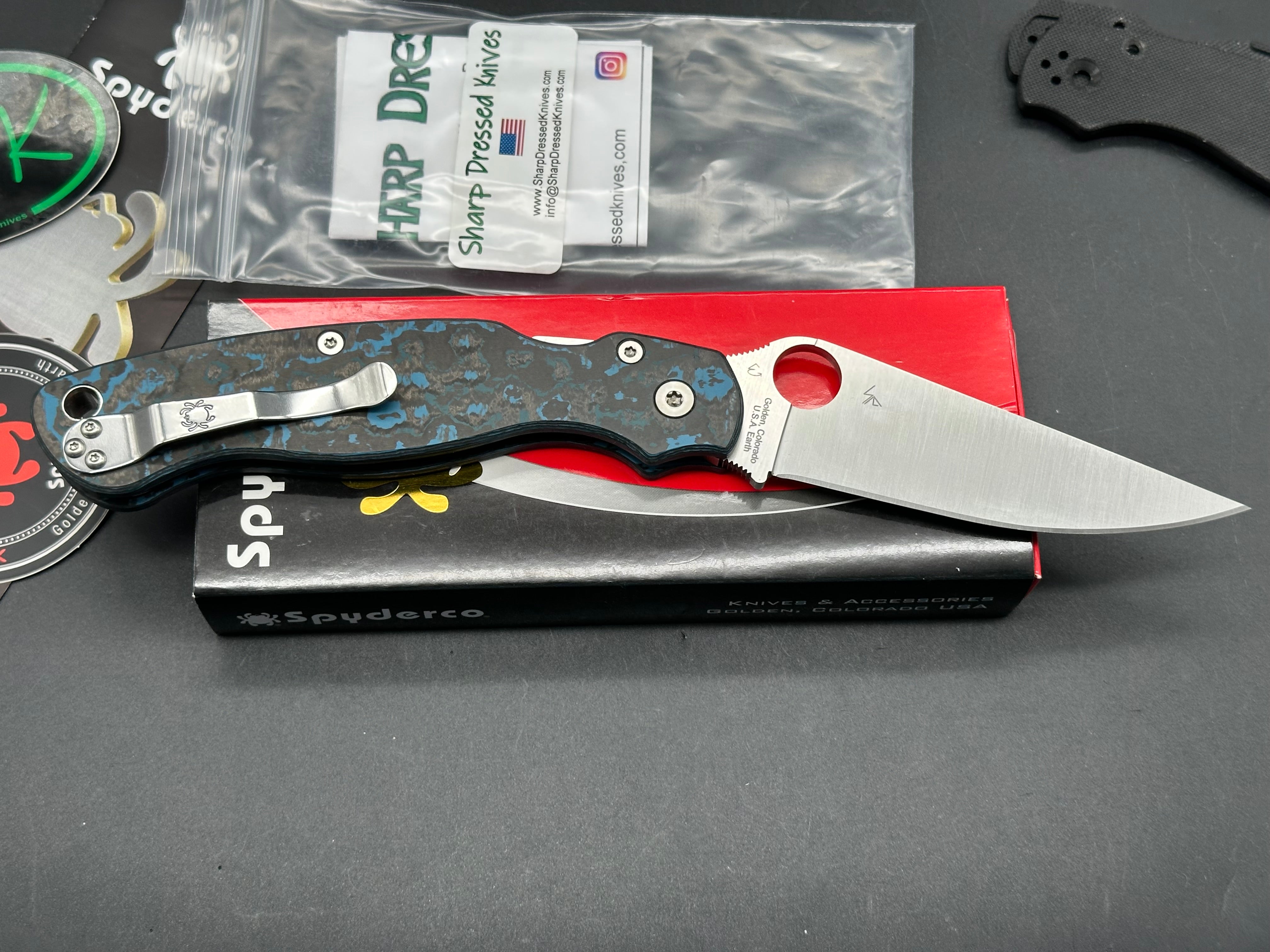 Spyderco Military 2 Compression Lock Knife Arctic Storm CF (4" Satin S30V)