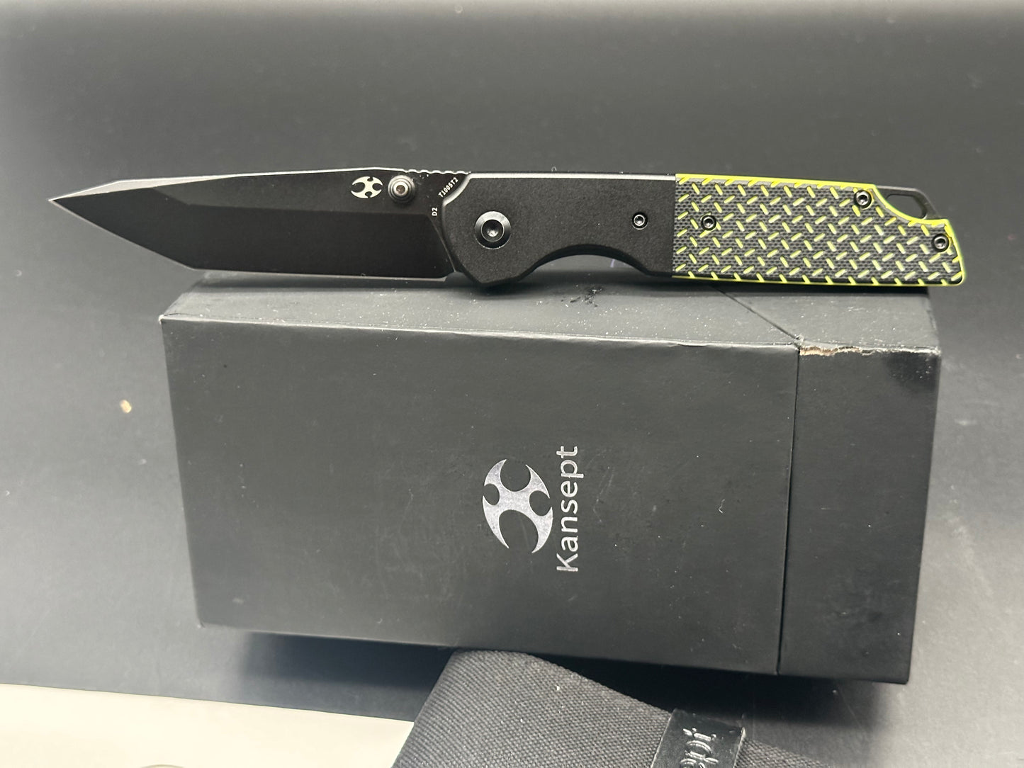 Kansept Knives Warrior Tanto Liner Lock Knife Black/Green G-10