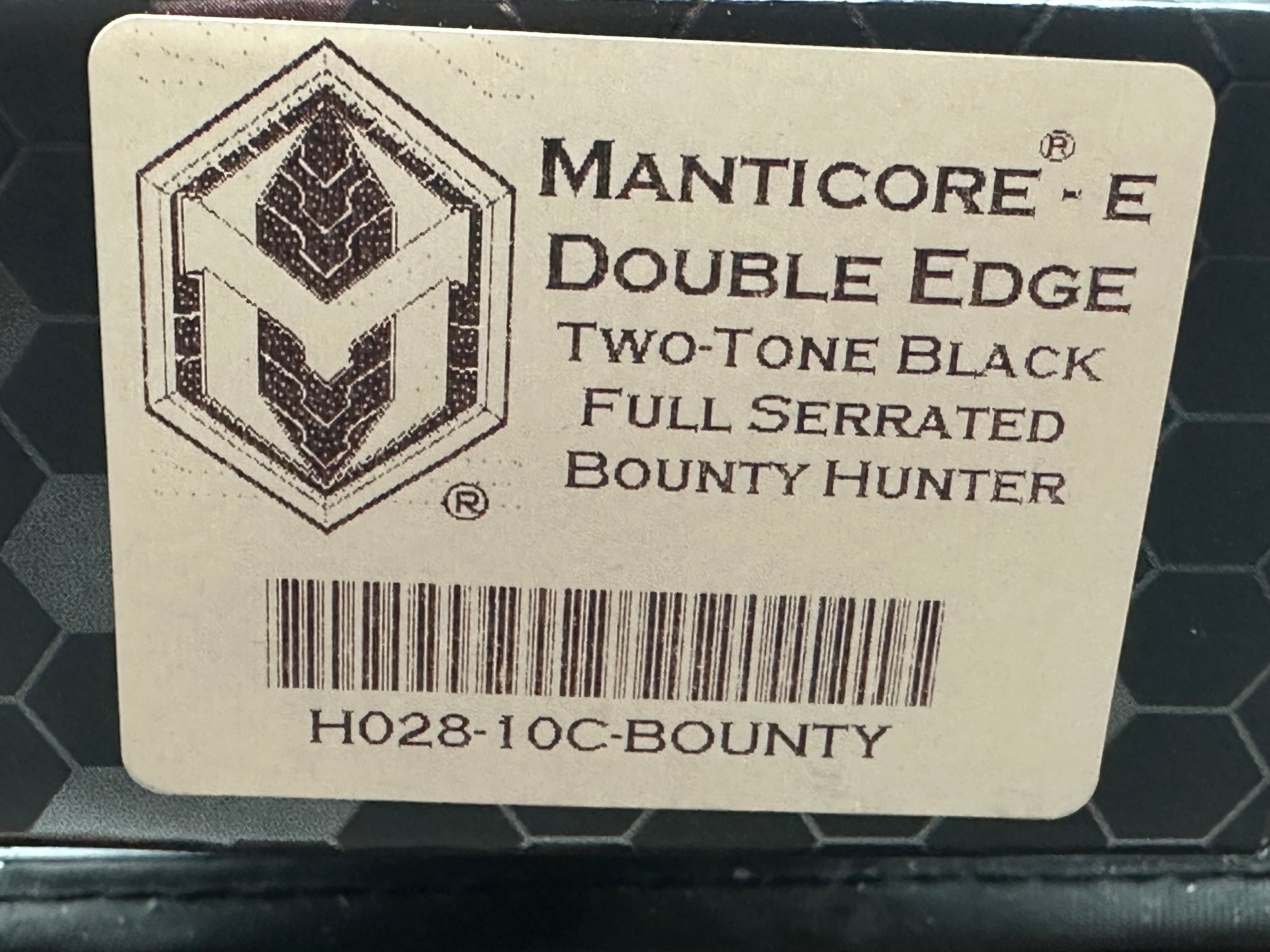 Heretic Manticore E Double Edge two-tone black full serrated Bounty Hunter