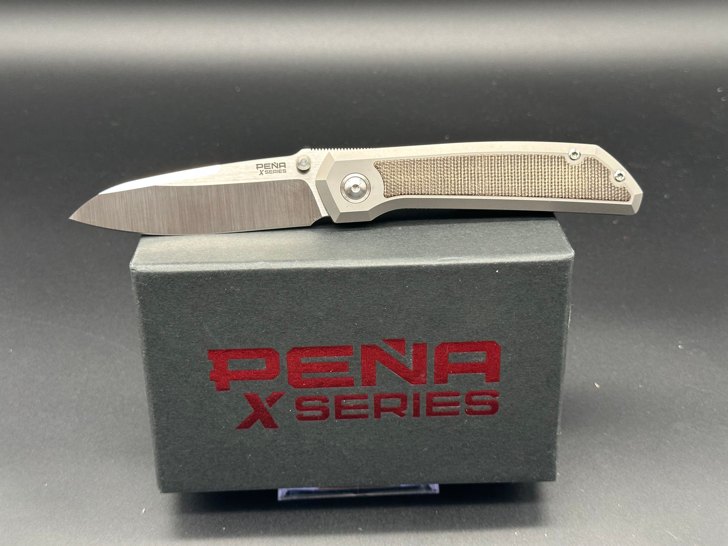 PENA X SERIES THUMBSTUD OLD MULA GREEN CANVAS MICARTA INLAY