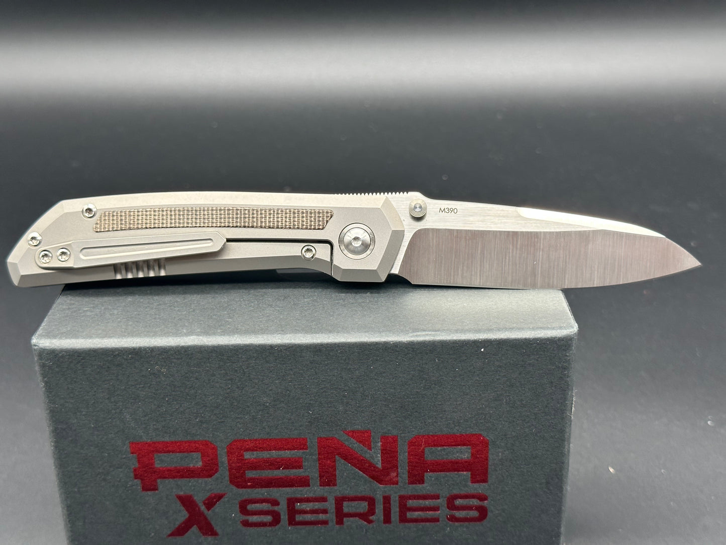 PENA X SERIES THUMBSTUD OLD MULA GREEN CANVAS MICARTA INLAY