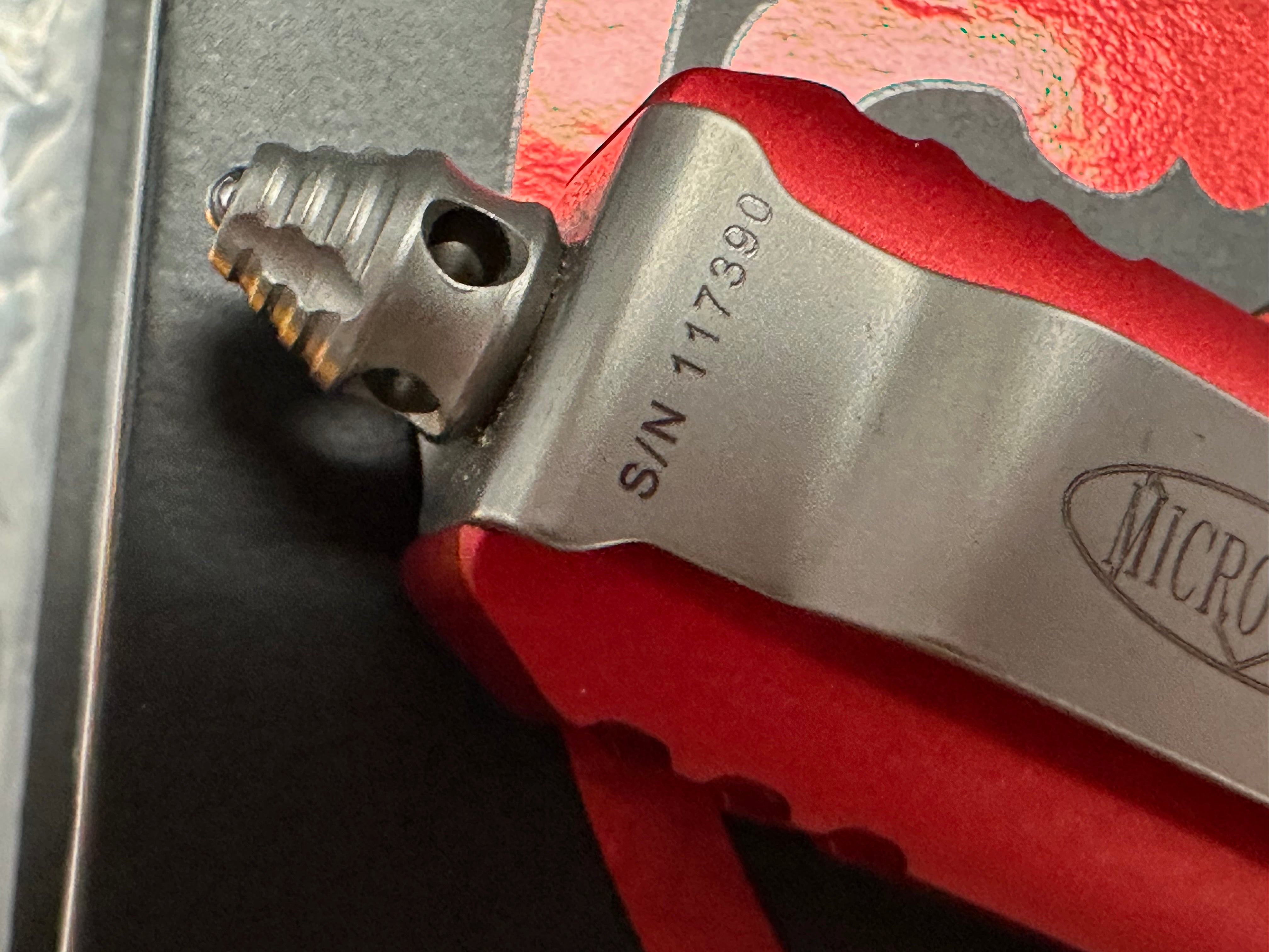 Microtech UTX-85 S/E OTF Automatic Knife Red (3.125" Stonewash) 231-10RD