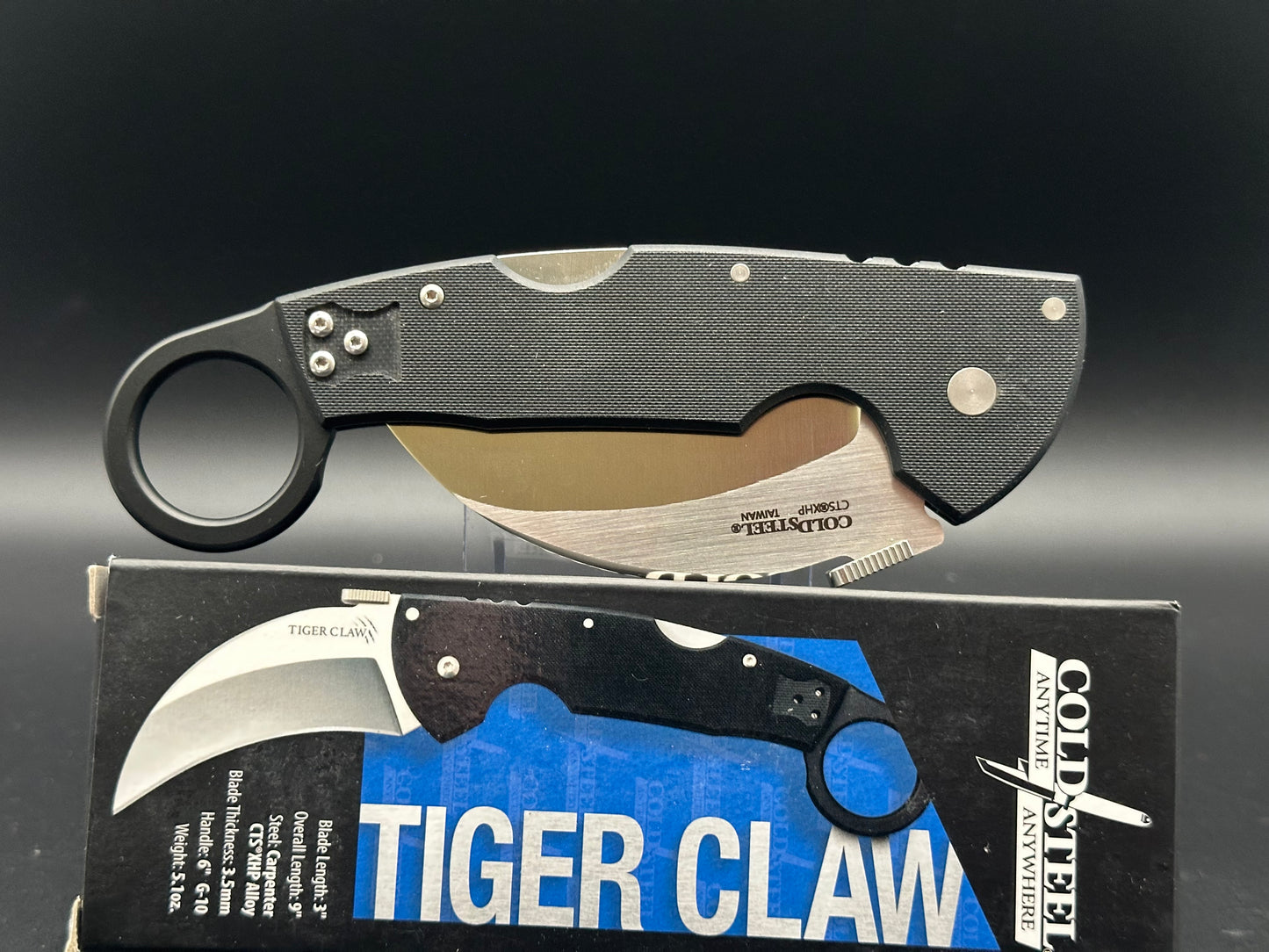 Cold Steel Tiger Claw Karambit Lockback Knife (3.25" Satin) 22KF