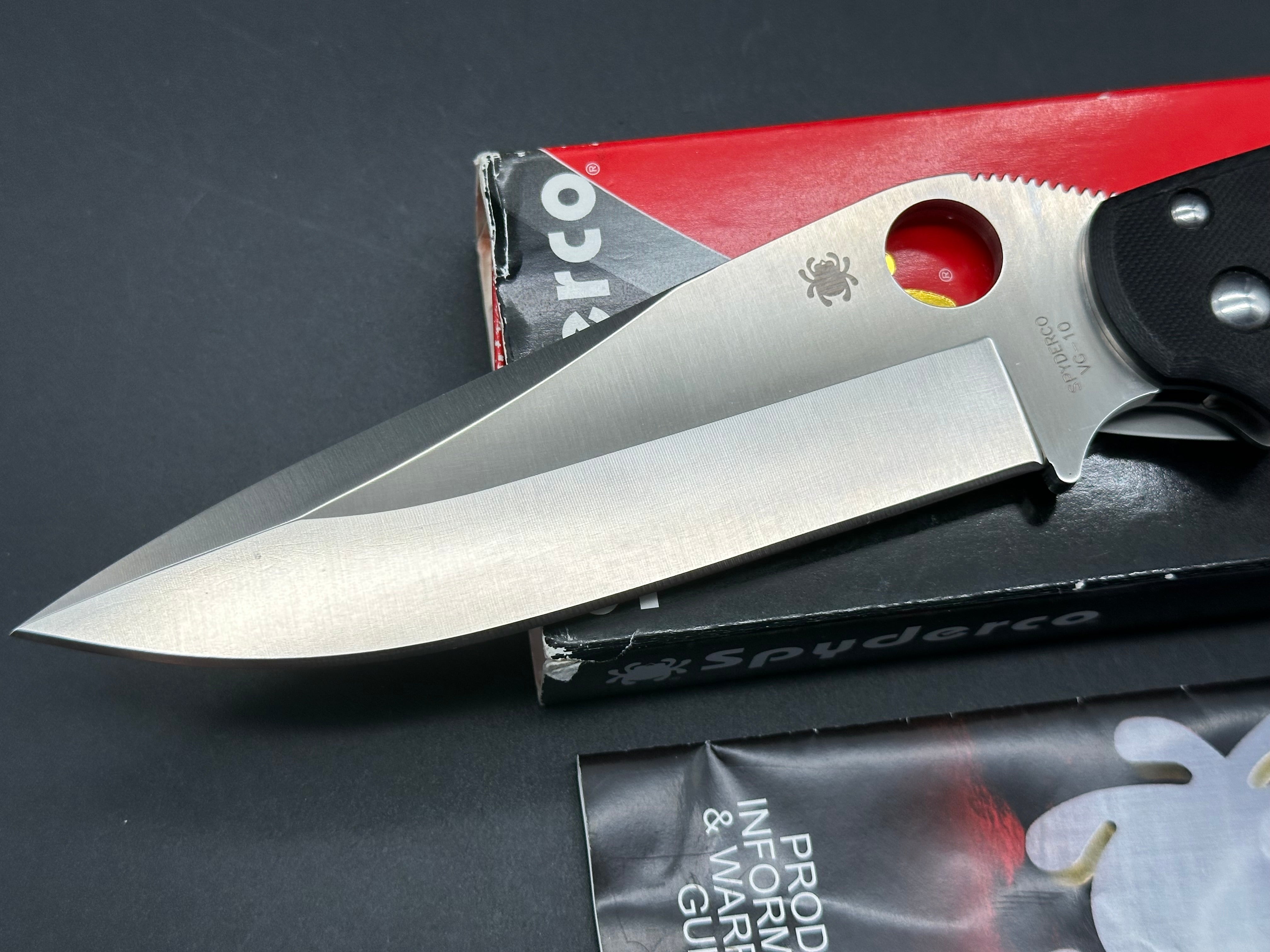 Spyderco Tatanka PowerLock Knife Black G-10 (5.06" Satin)